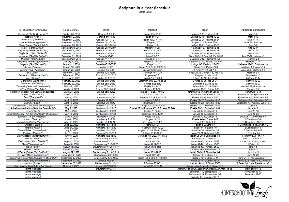 The Hope Of The Restoration Of Israel (Part 3 pertaining to Torah Reading Schedule 2019 2020