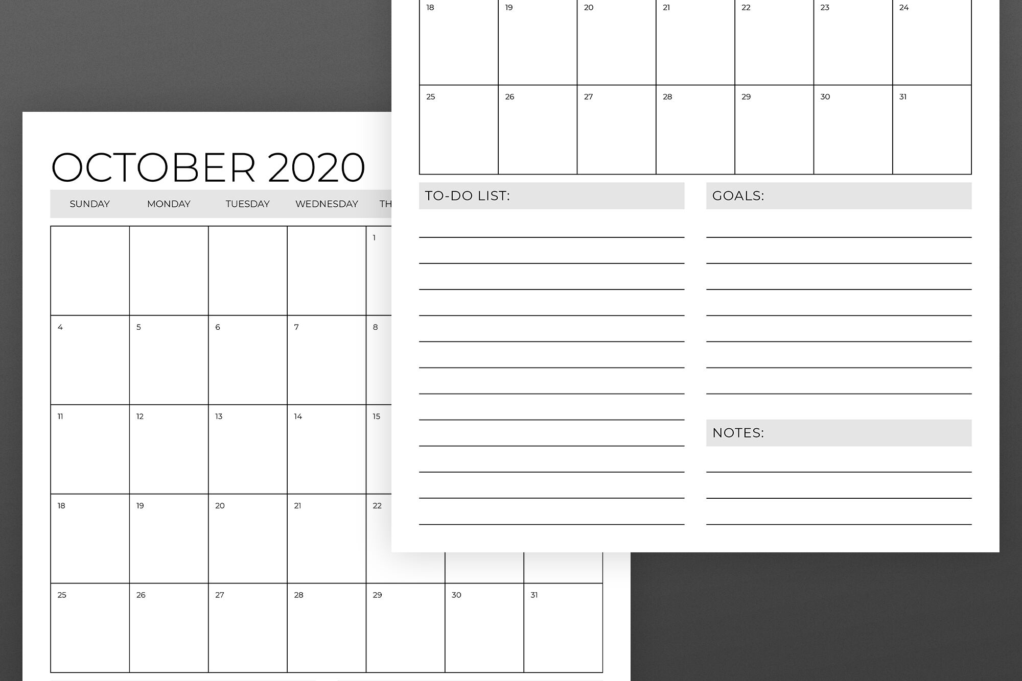 Free 2020 Monthly Calendar 11X17 Printable