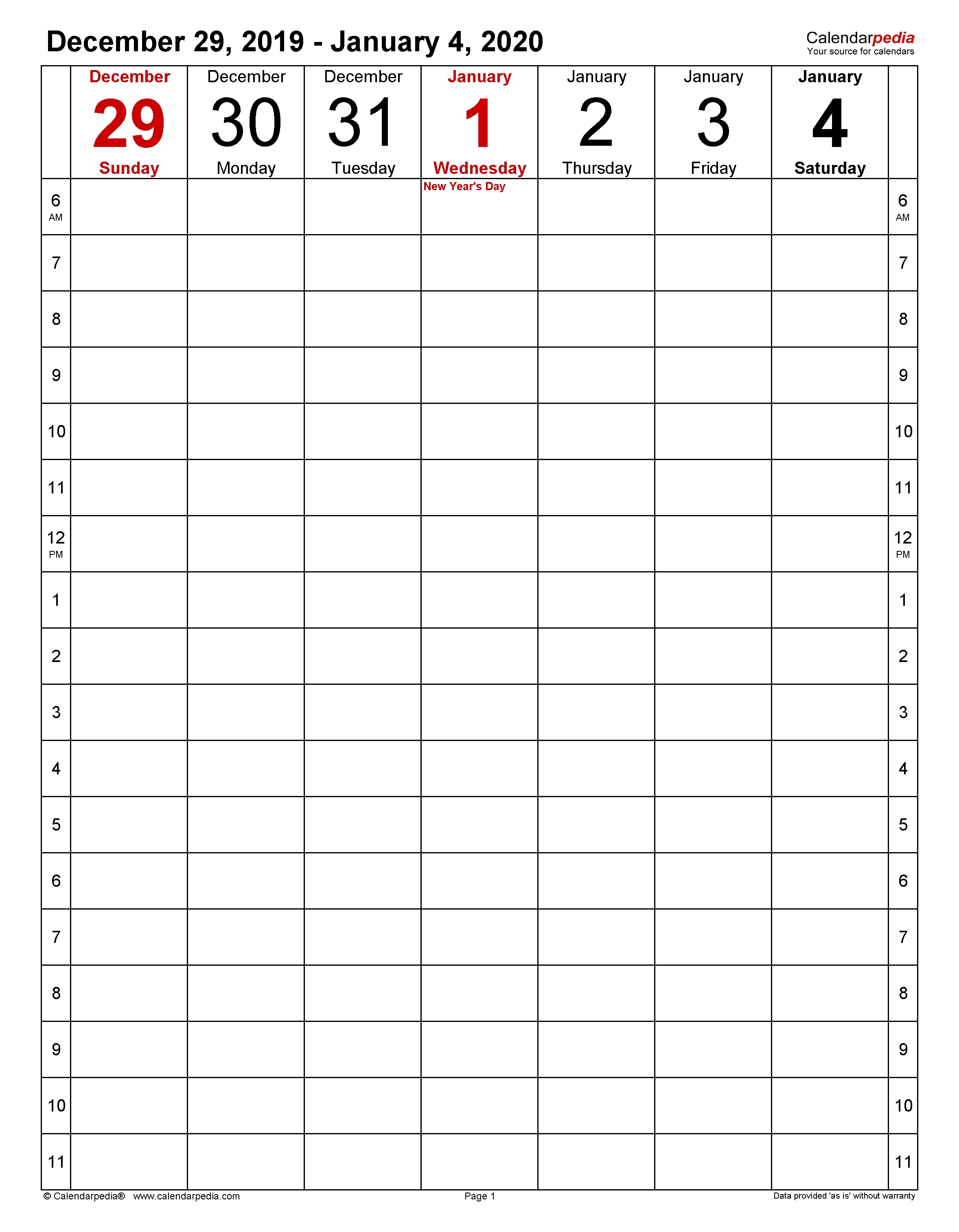 Weekly Calendars 2020 For Word - 12 Free Printable Templates for Free Printable One Week Calendar 2020