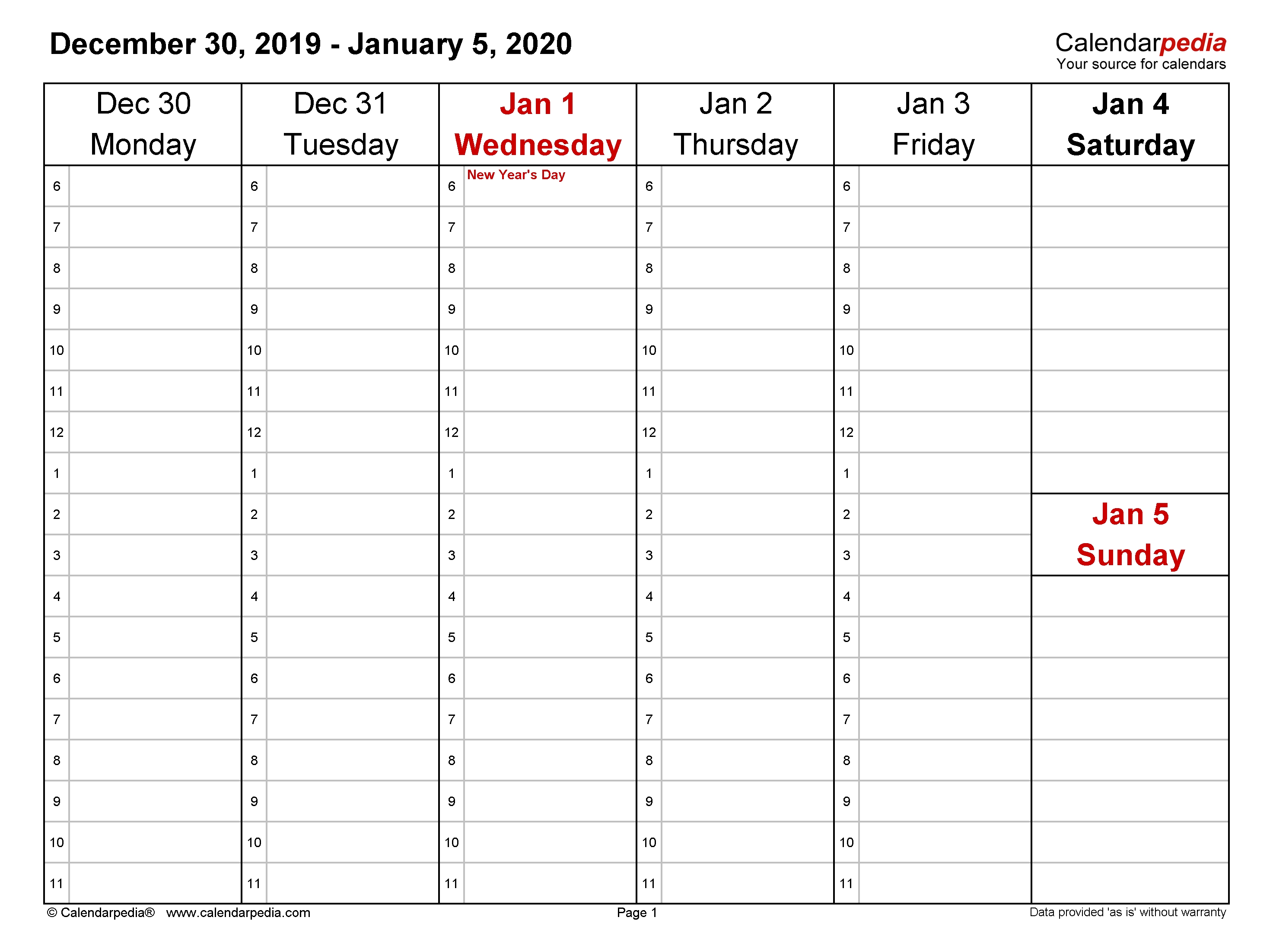 Weekly Calendars 2020 For Word - 12 Free Printable Templates intended for Free Printable One Week Calendar 2020