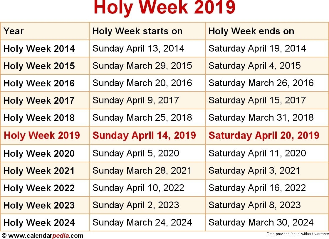 When Is Holy Week 2019 &amp; 2020? Dates Of Holy Week Catch with regard to 2020 Liturgical Calendar Holy Week
