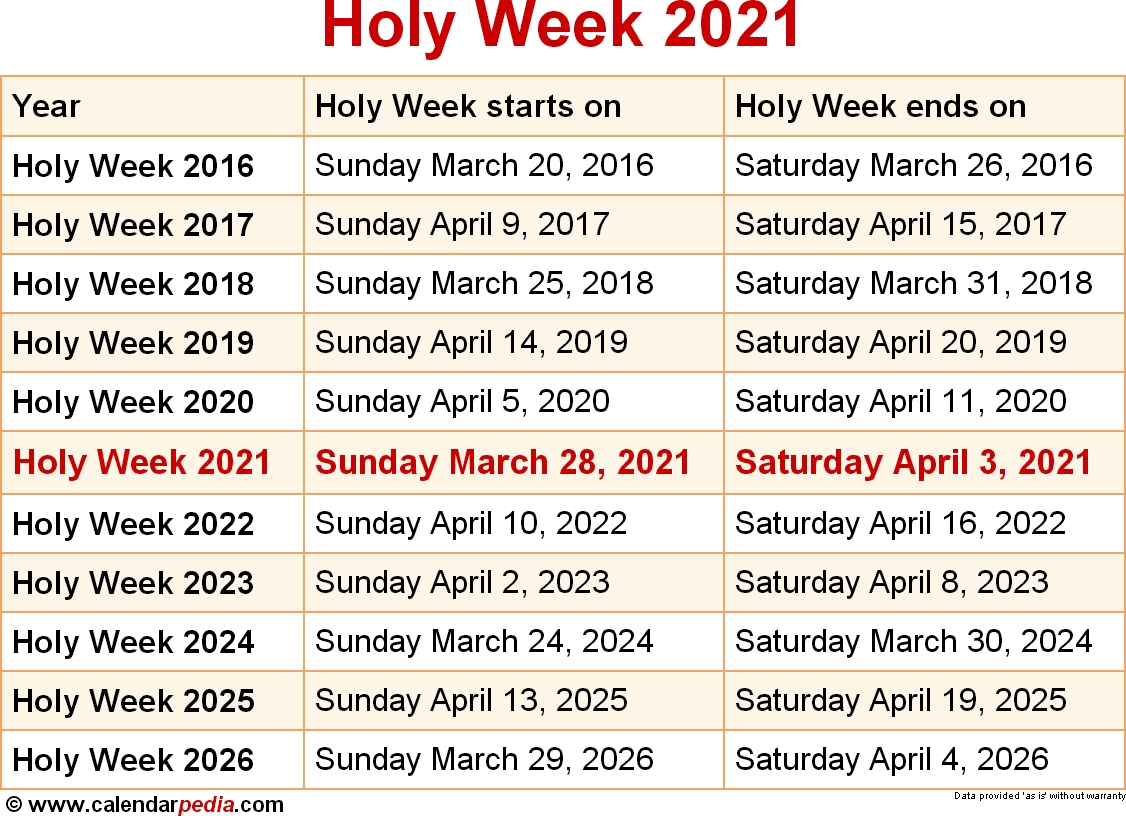When Is Holy Week 2021? within 2021 Catholic Liturgical Calendar Pdf