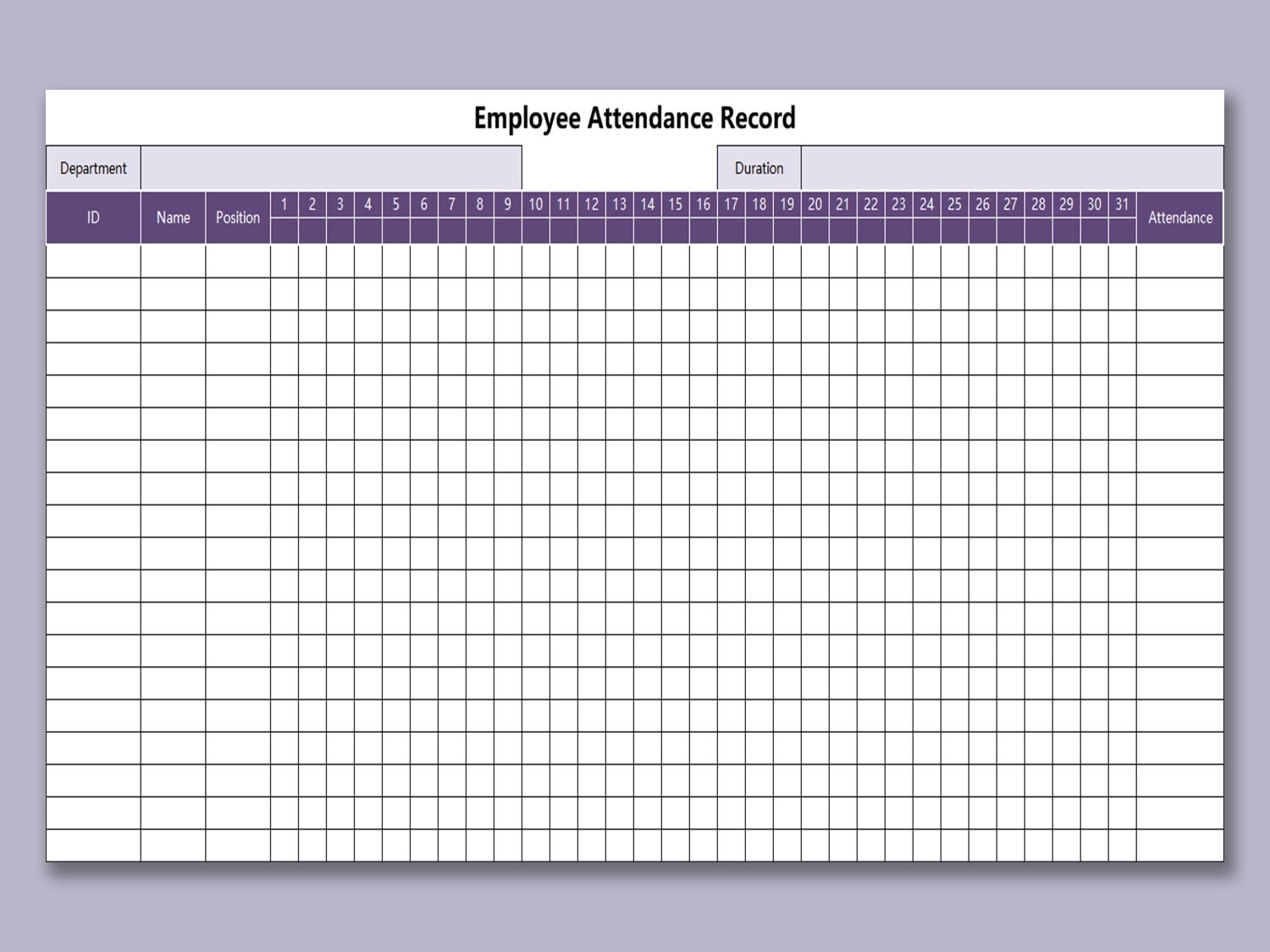 Wps Template Free Download Writer Presentation Spreadsheet throughout Free Employee Attendance Calendar 2020