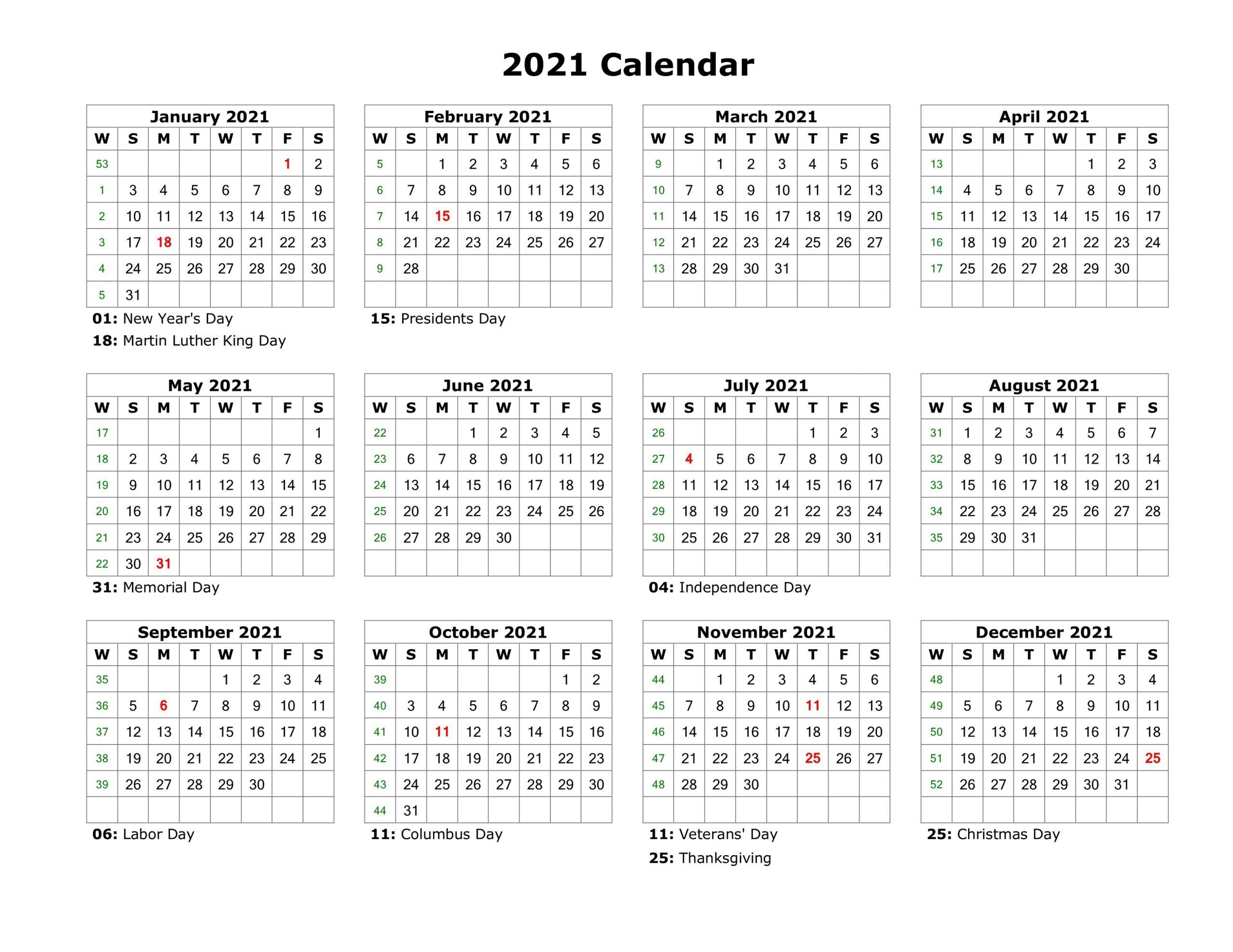 Year At A Glance Calendar 2021 Printable Free For intended for 2020 Calendar Year To A Page