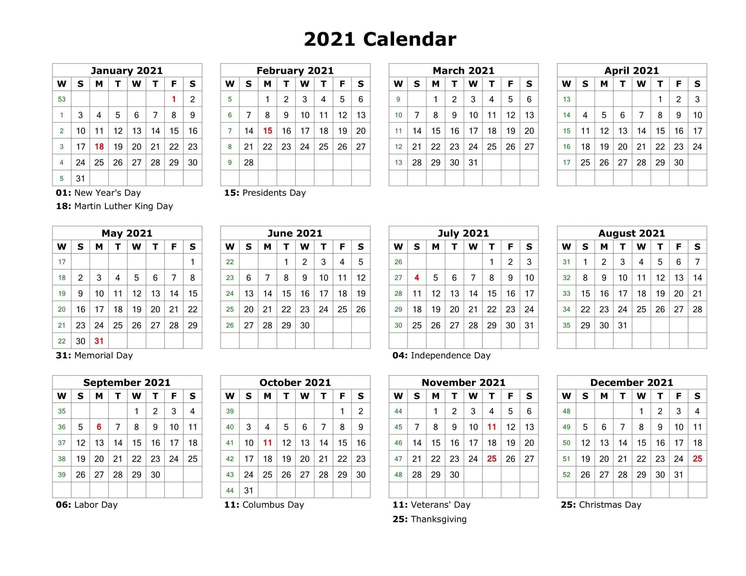 Year At A Glance Calendar 2021 Printable Free For regarding Free 2020 Calendar At A Glance