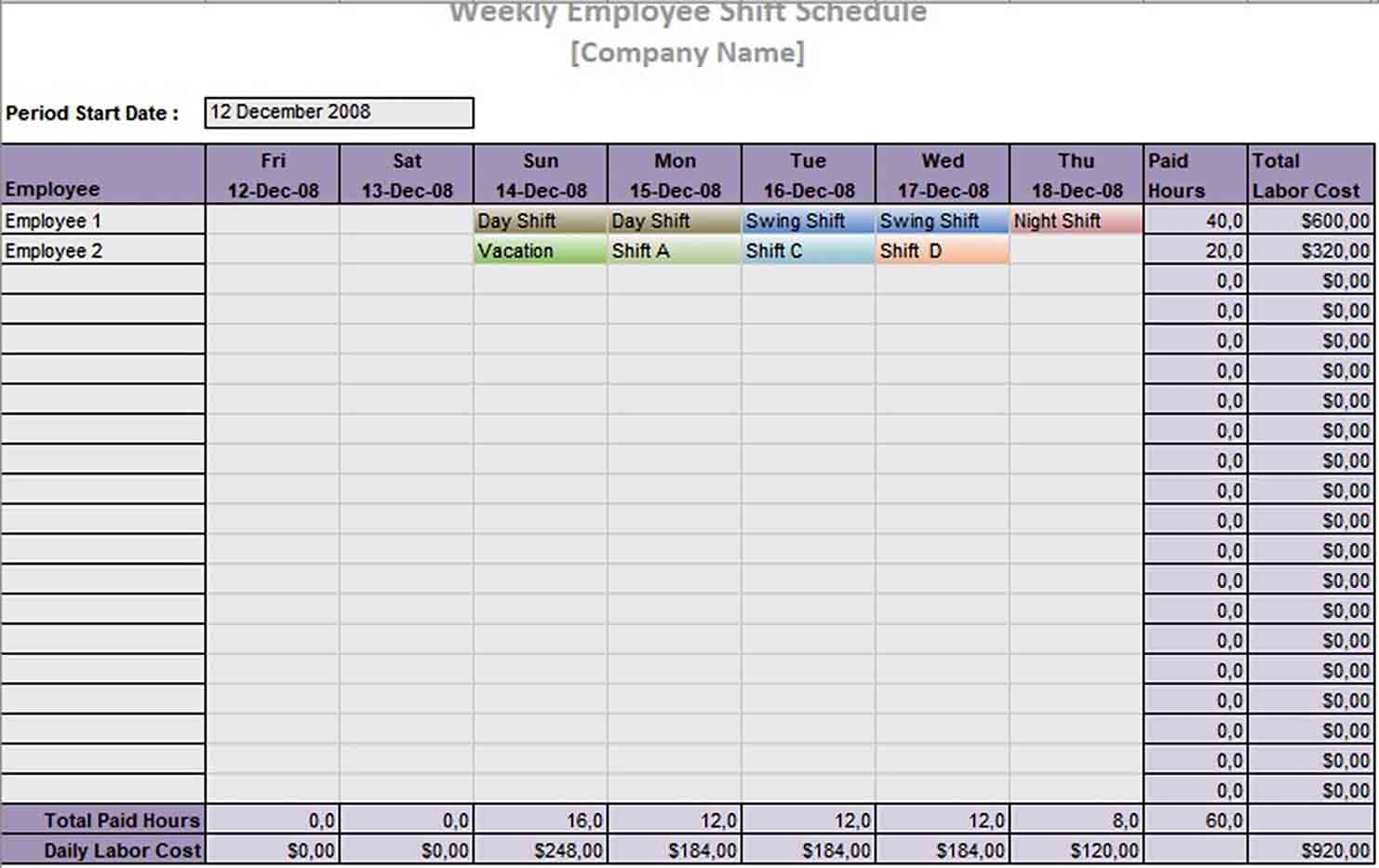 10 Hour Shift Schedule Template | Think Moldova