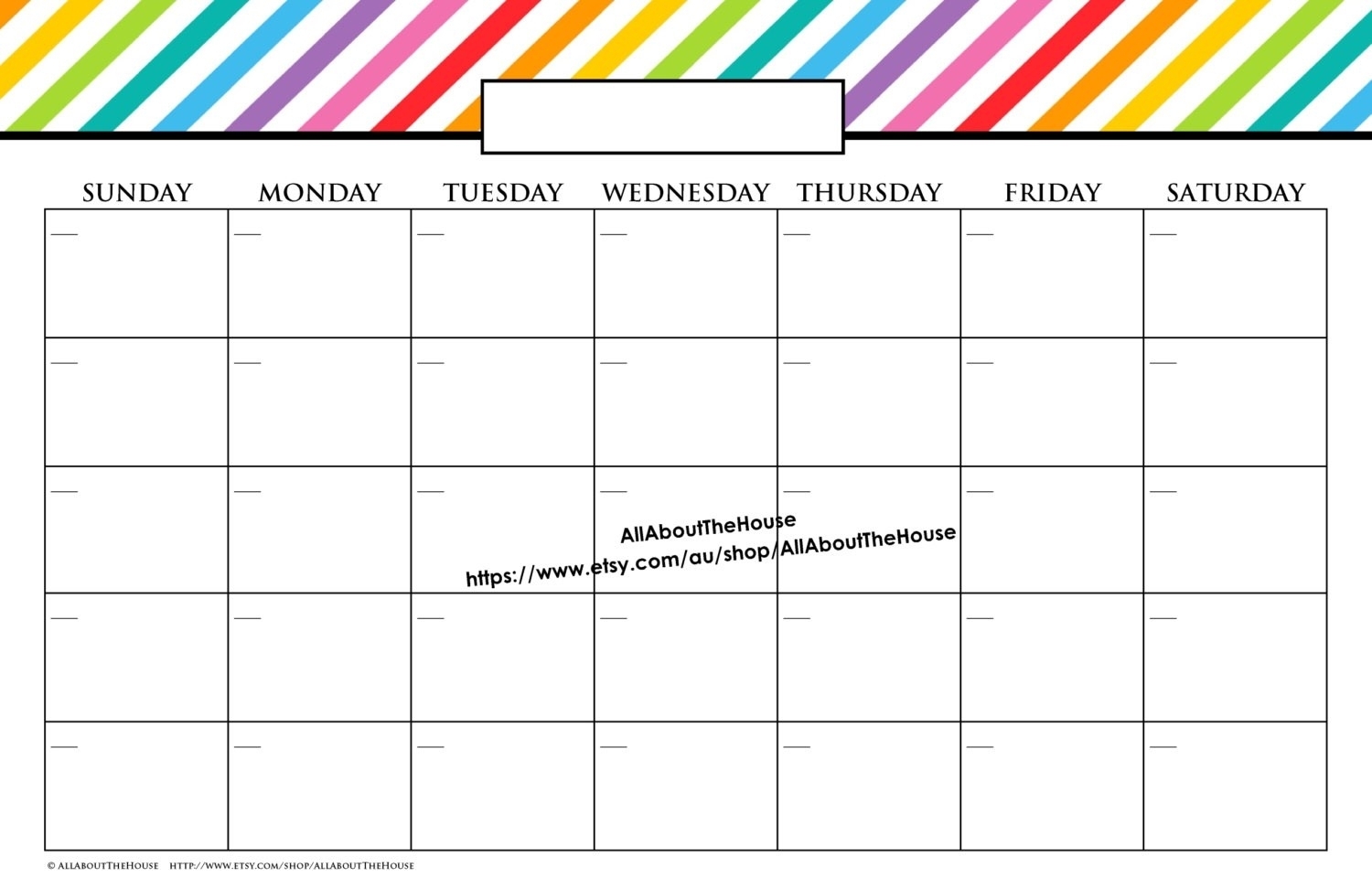 11X17 Monthly Calendar Printable