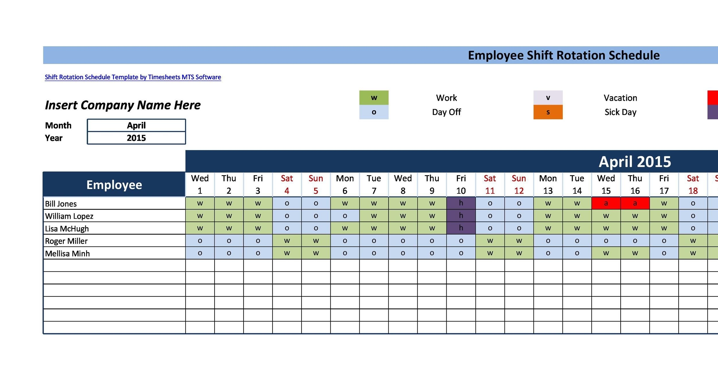 Free 12 Hour Shift Templates