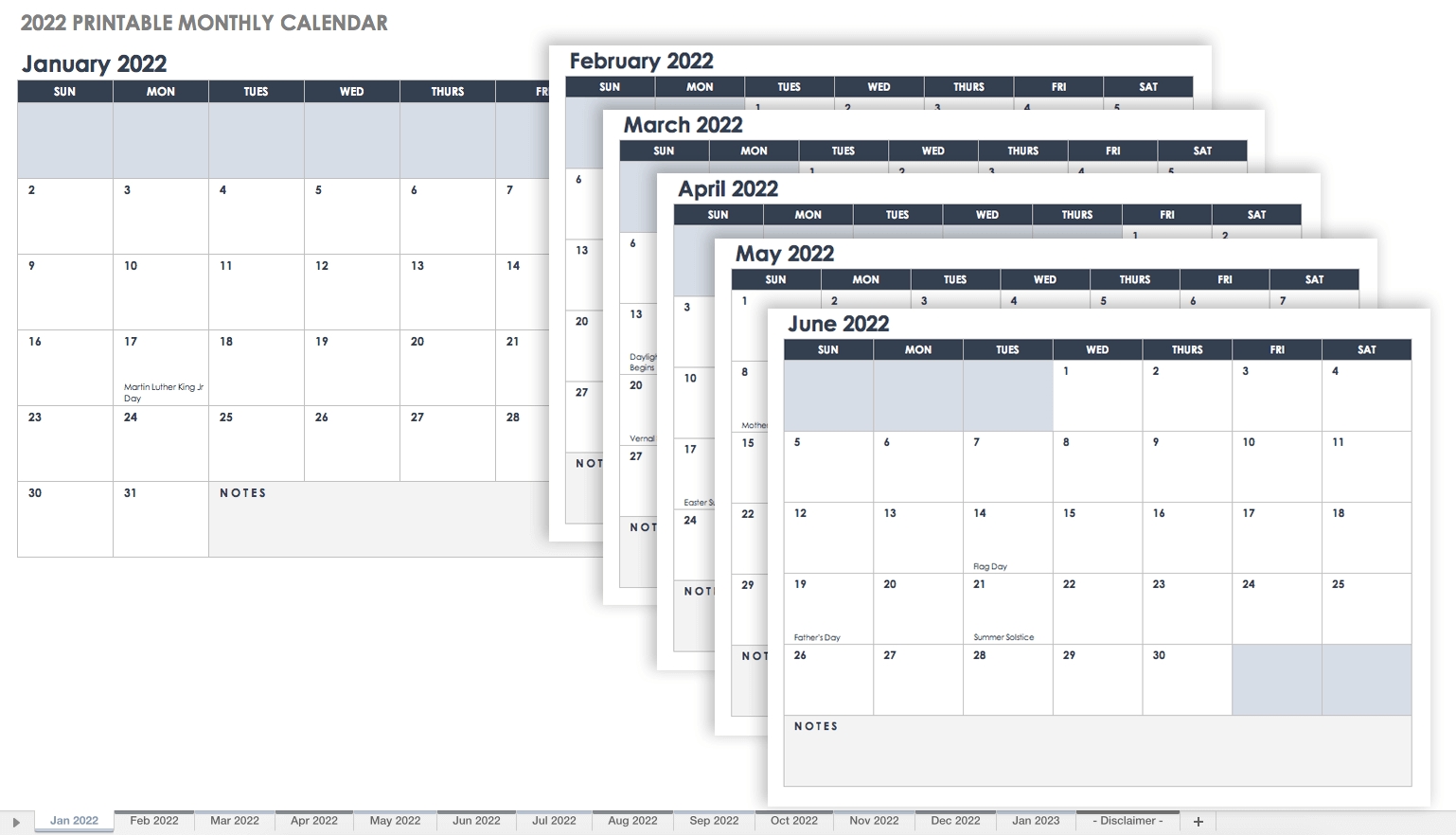 15 Free Monthly Calendar Templates | Smartsheet