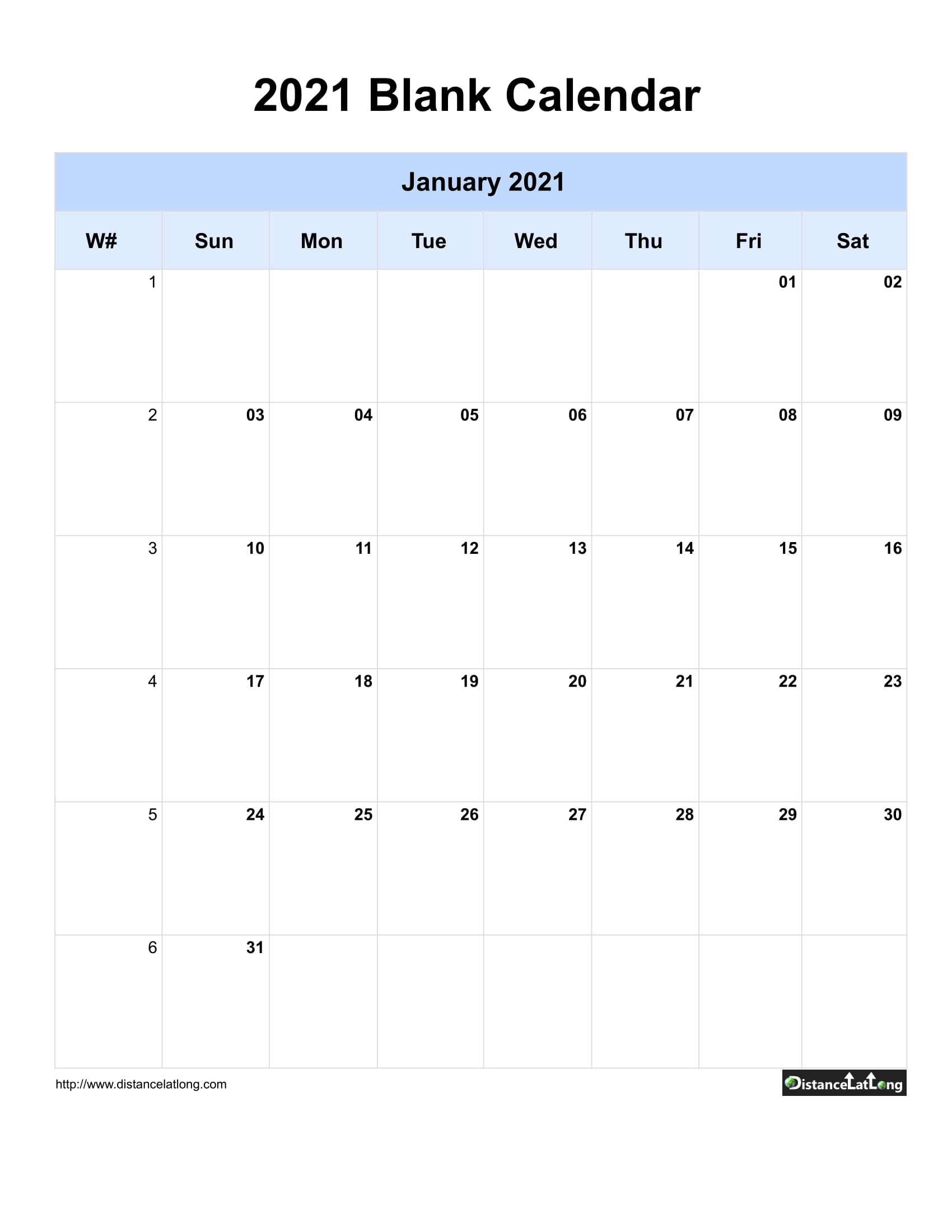 2019 Blank Calendar Blank Portrait Orientation Free
