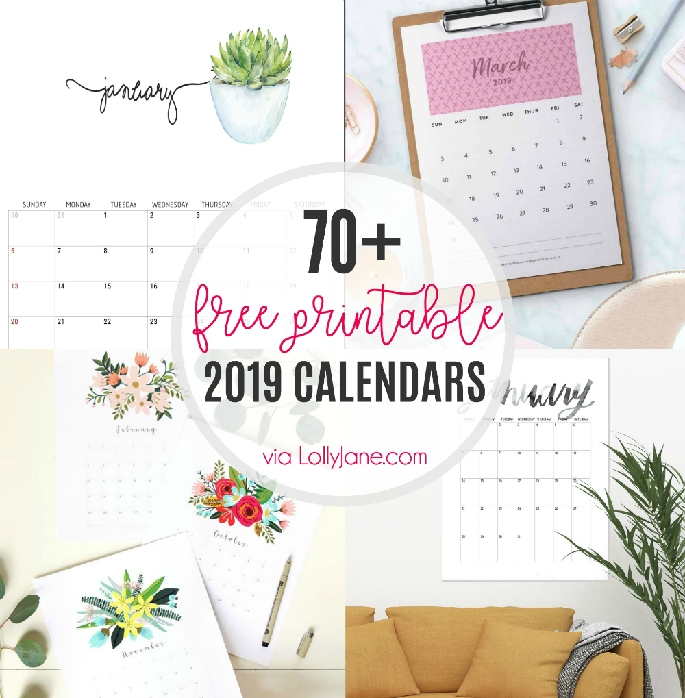 2019 Free Printable Calendars - Lolly Jane regarding December 2019 Printables And Inspirations