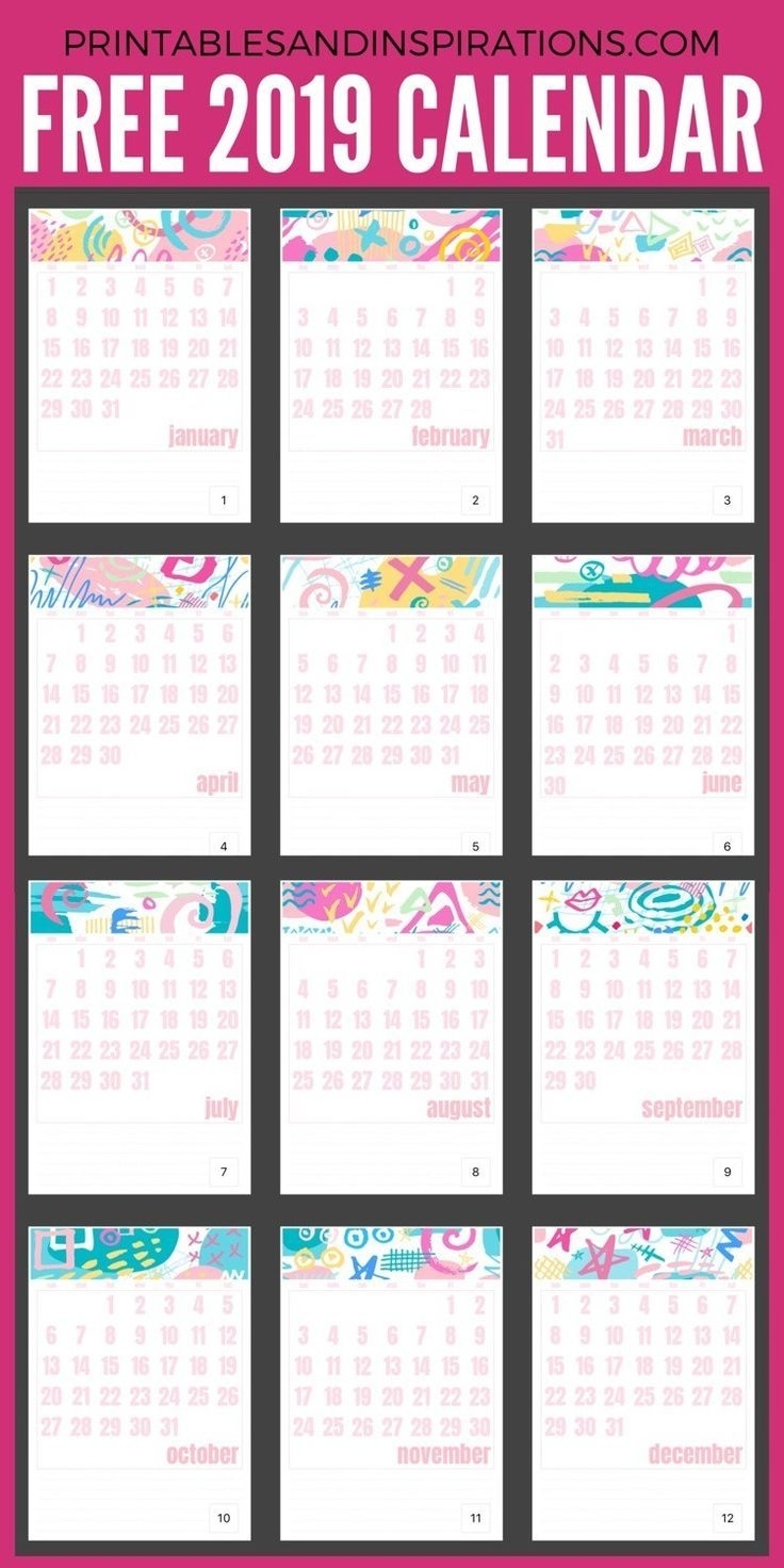 2019 Monthly Calendars With 12 Designs! - Printables And throughout December 2019 Printables And Inspirations