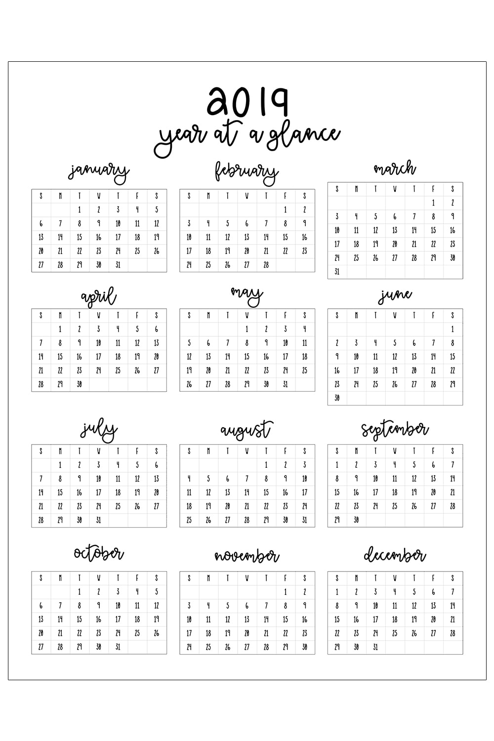 2019 Printable Calendar with regard to Fill In Calendar 2019 Printable