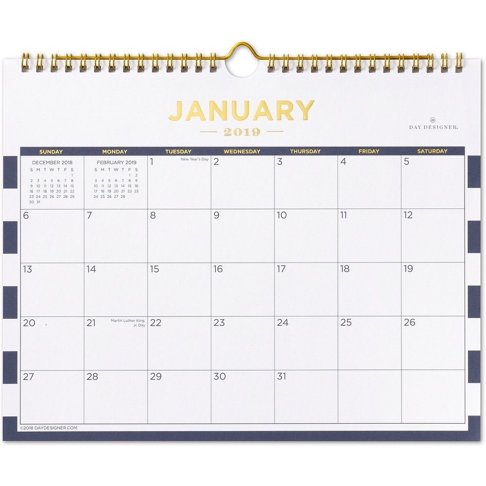 2019 Wall Calendar Navy (Blue) Stripe - Day Designer | Wall