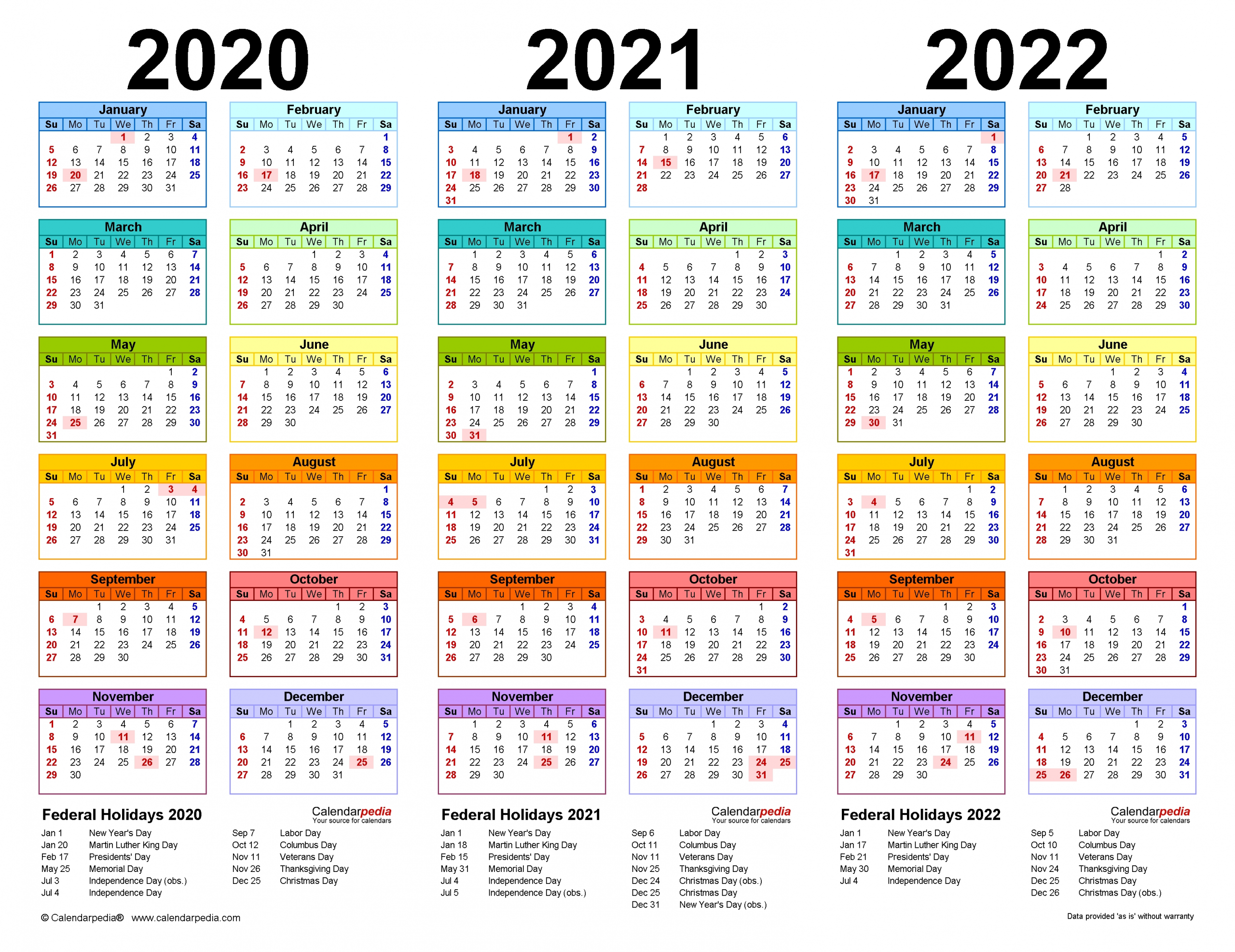 2020-2022 Three Year Calendar - Free Printable Pdf Templates inside Calendars 2020 2021 2022 2023