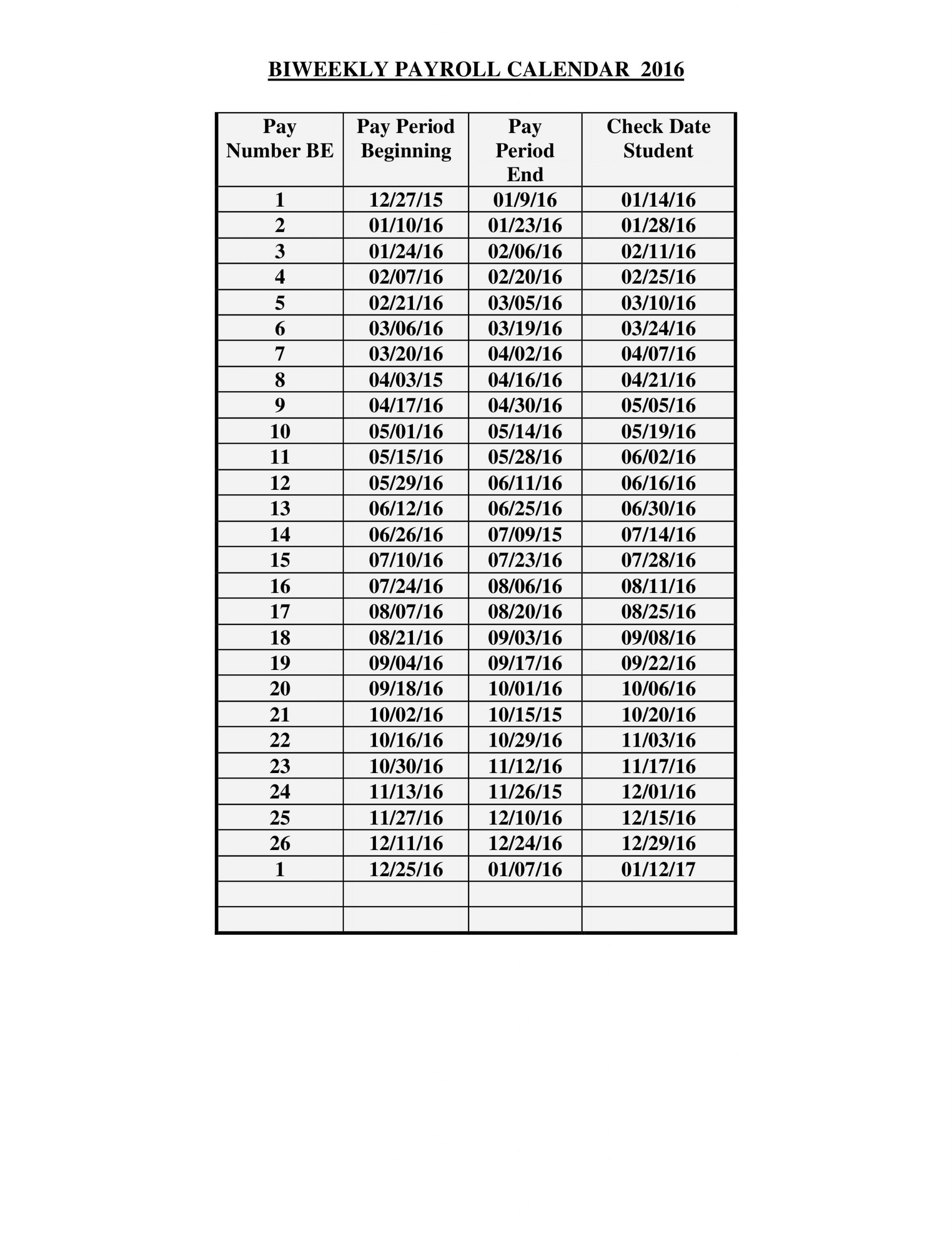 2020 Biweekly Payroll Calendar Template ~ Addictionary