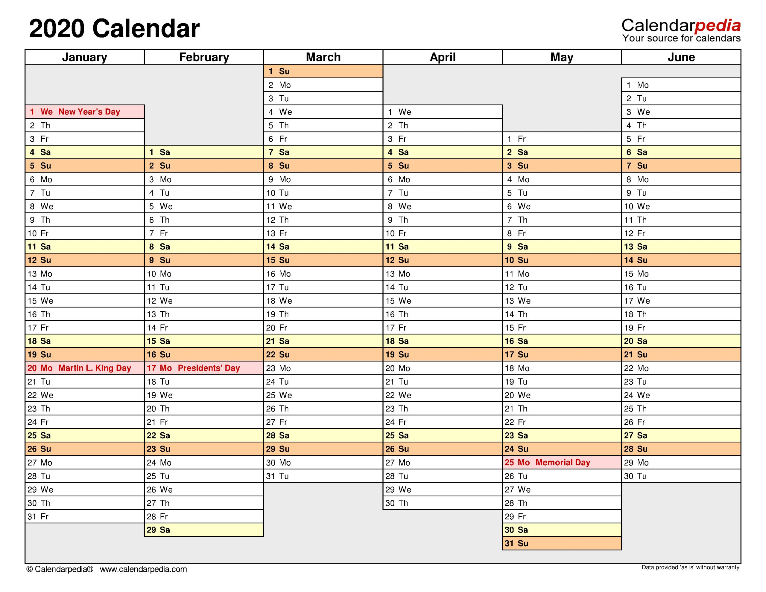 2020 Calendar - Free Printable Word Templates - Calendarpedia regarding Word Church Events Calender For 2020