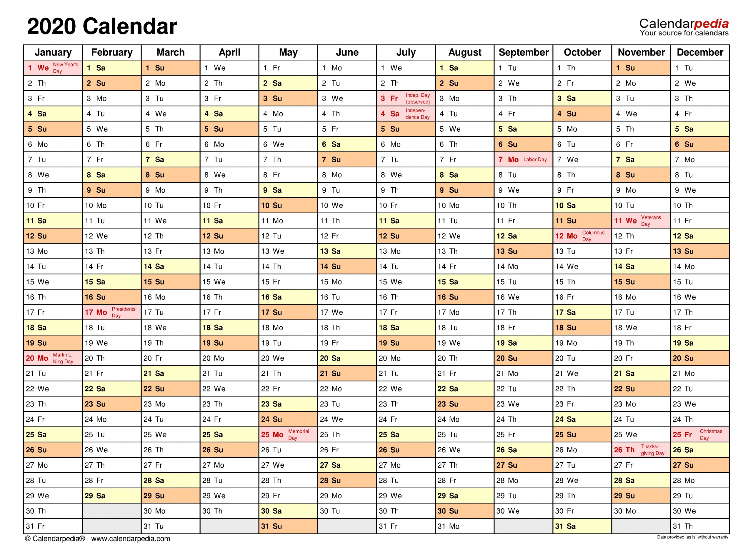 2020 Calendar - Free Printable Word Templates - Calendarpedia regarding Word Church Events Calender For 2020