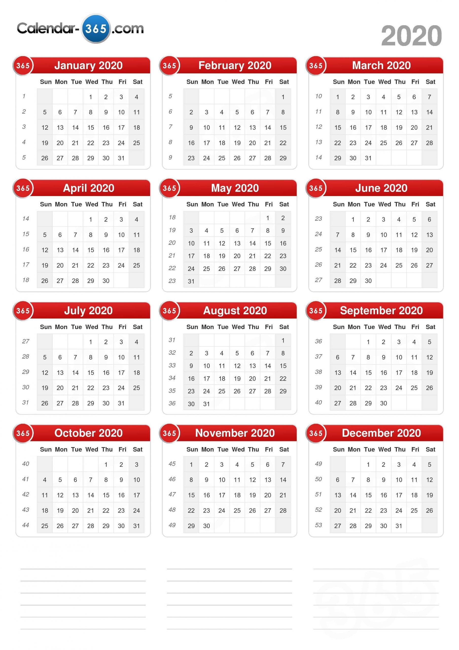 2020 Calendar