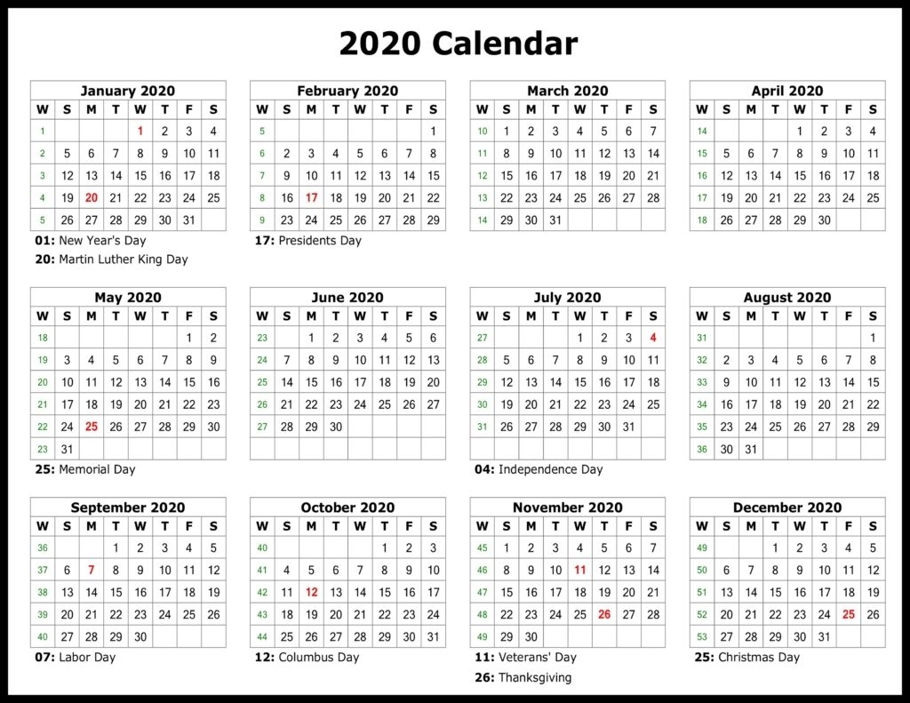 2020 Free Year Printable Calendars Without Downloading Di 2020