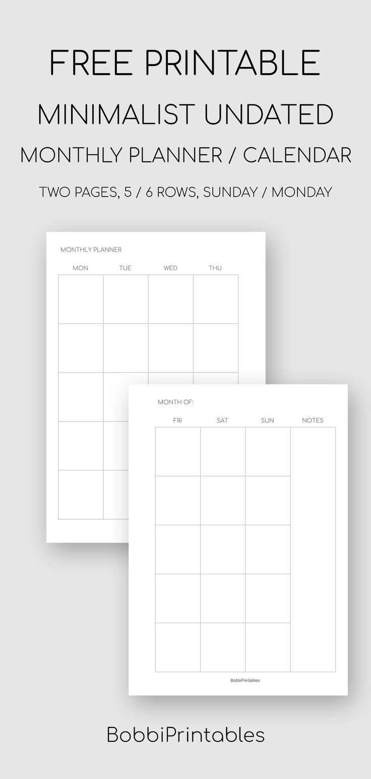 2020 Printable Calendar Monthly Planner, Us Letter + A4