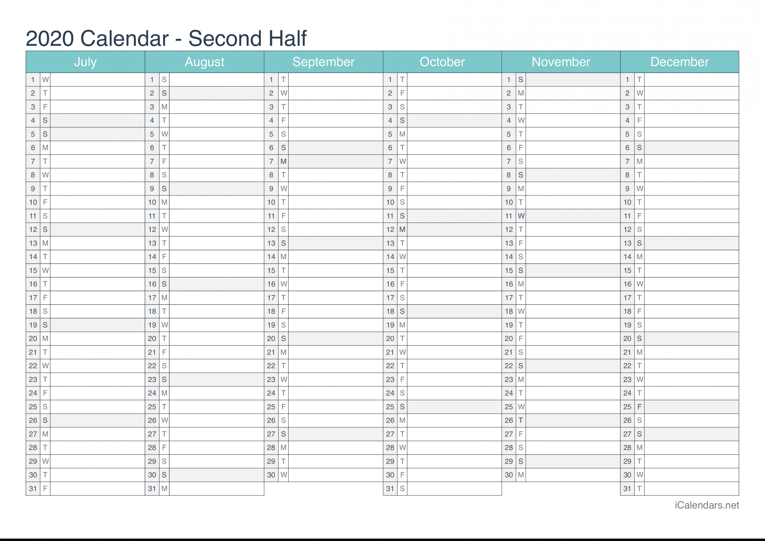 2020 Printable Calendar - Pdf Or Excel - Icalendars regarding Free Half Page 2020 Monthly Calanders