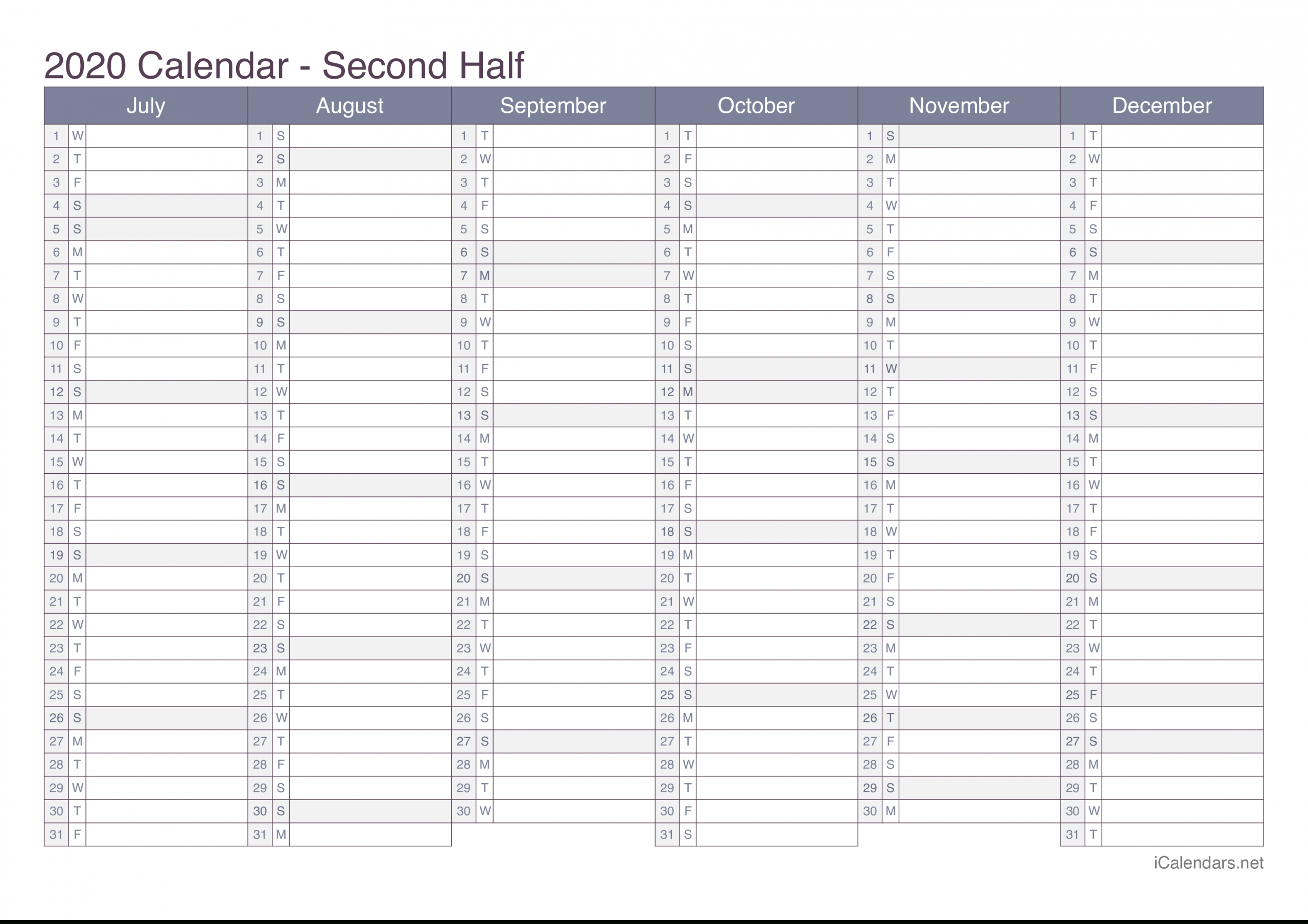 2020 Printable Calendar - Pdf Or Excel - Icalendars within 2020 Calendar To Fill In