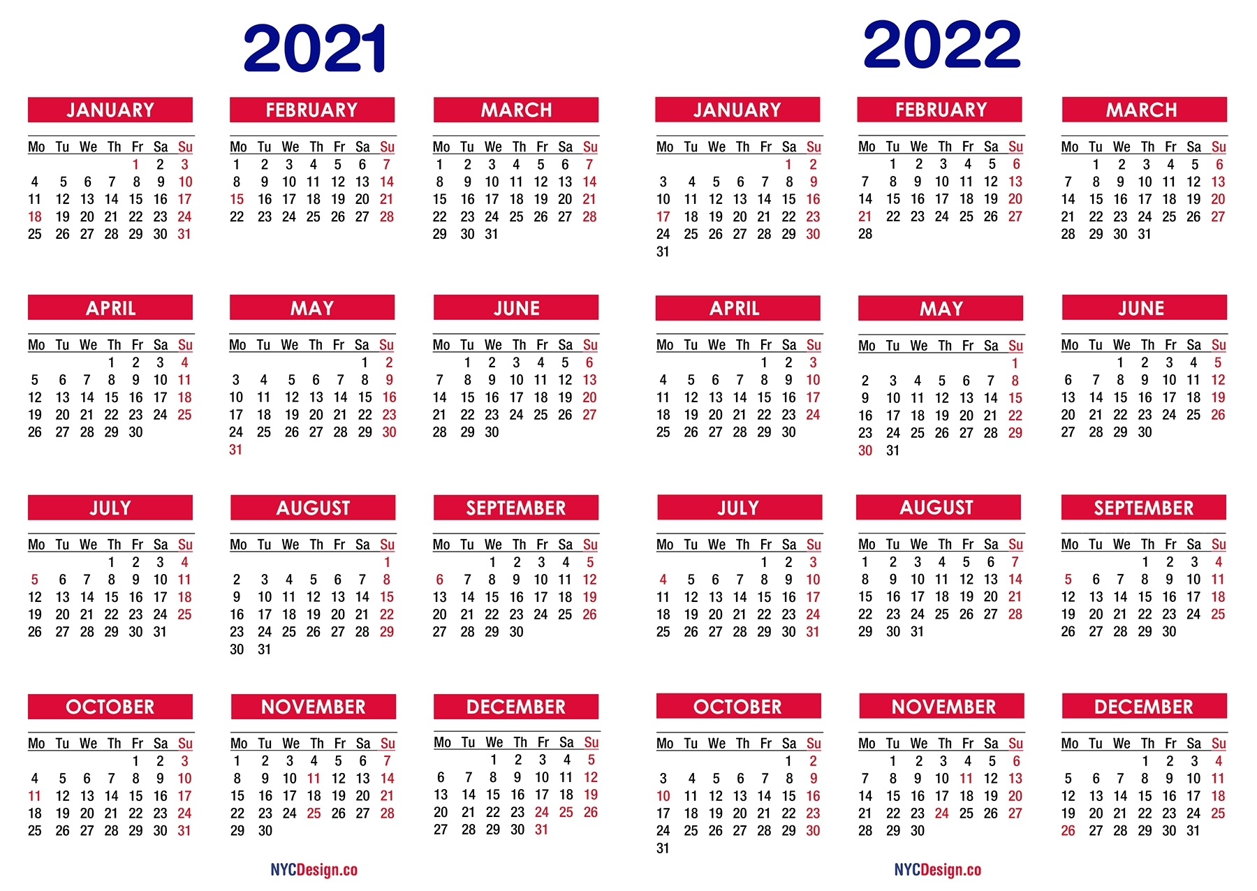 Calendor From 2021 To 2022