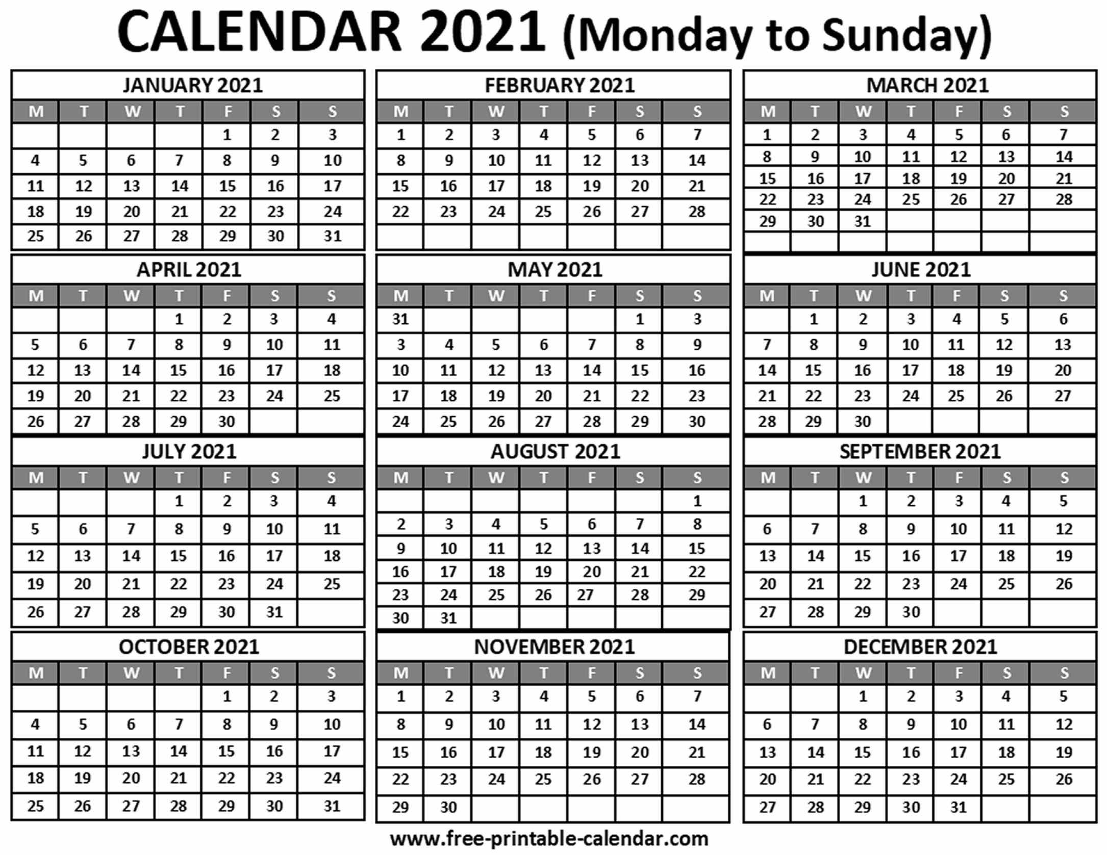 2021 Calendar - Free-Printable-Calendar