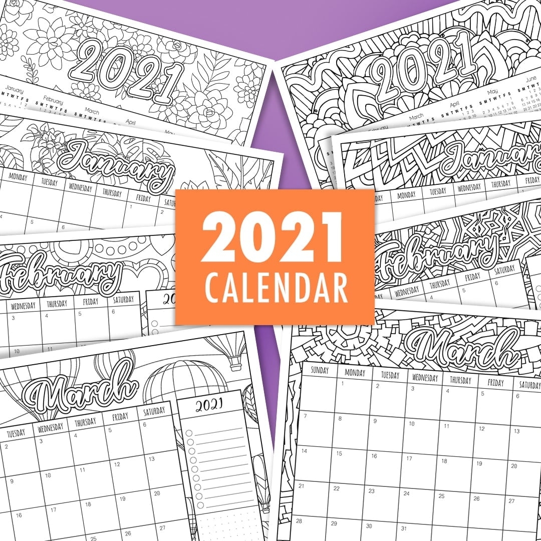 Free Printable Coloring Calendar 2021 3005