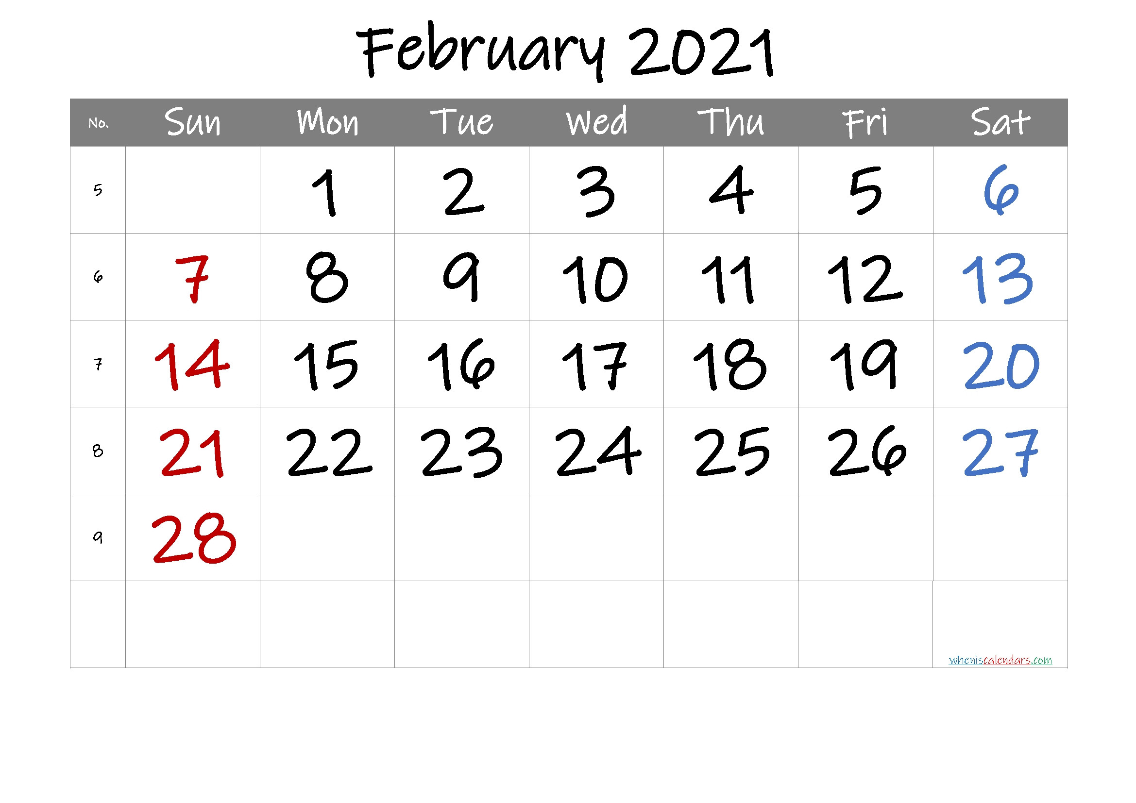 2021 February Free Printable Calendar [Free Premium] In 2020