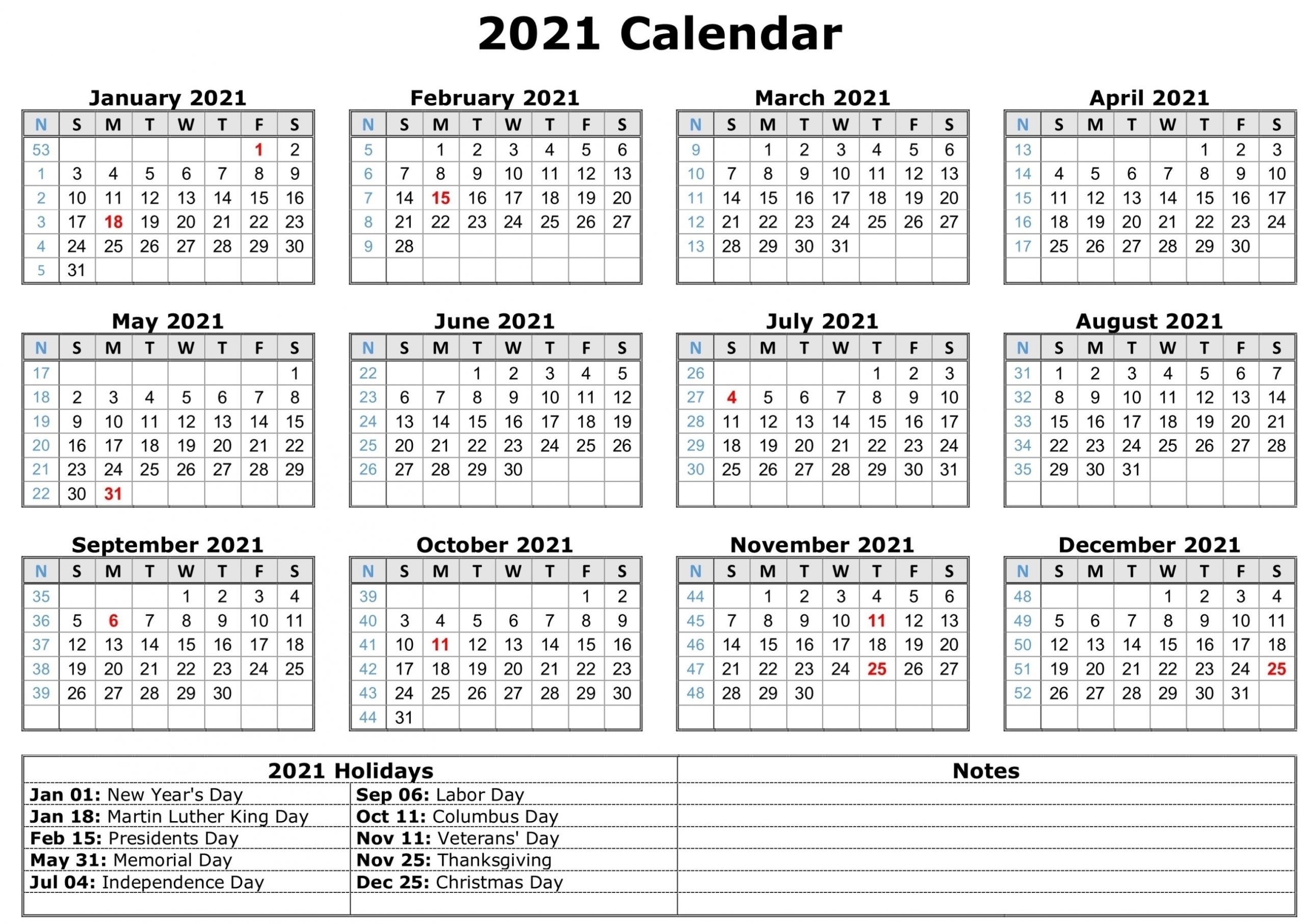 2021 Monthly Calendar With Holidays In 2020 | Free Calendar