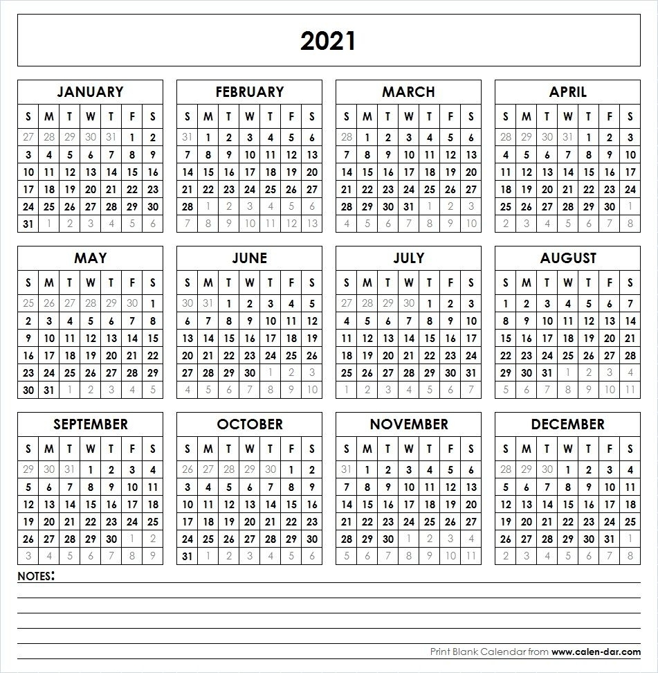 2021 Printable Calendar In 2020 | Printable Yearly Calendar