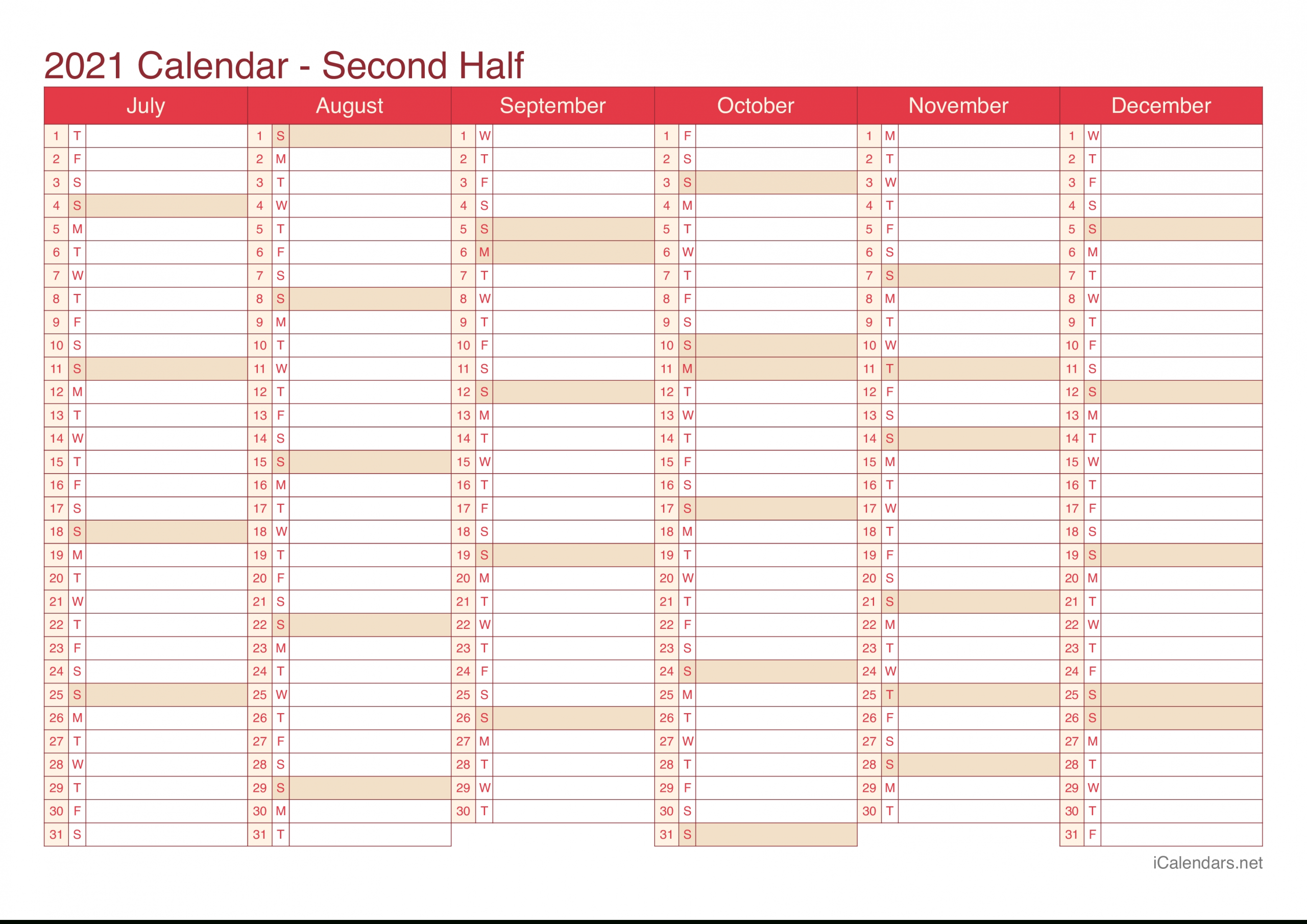 2021 Printable Calendar - Pdf Or Excel - Icalendars