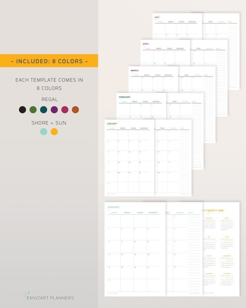 2021 Printable Monthly Calendar Half Page Layout Monday