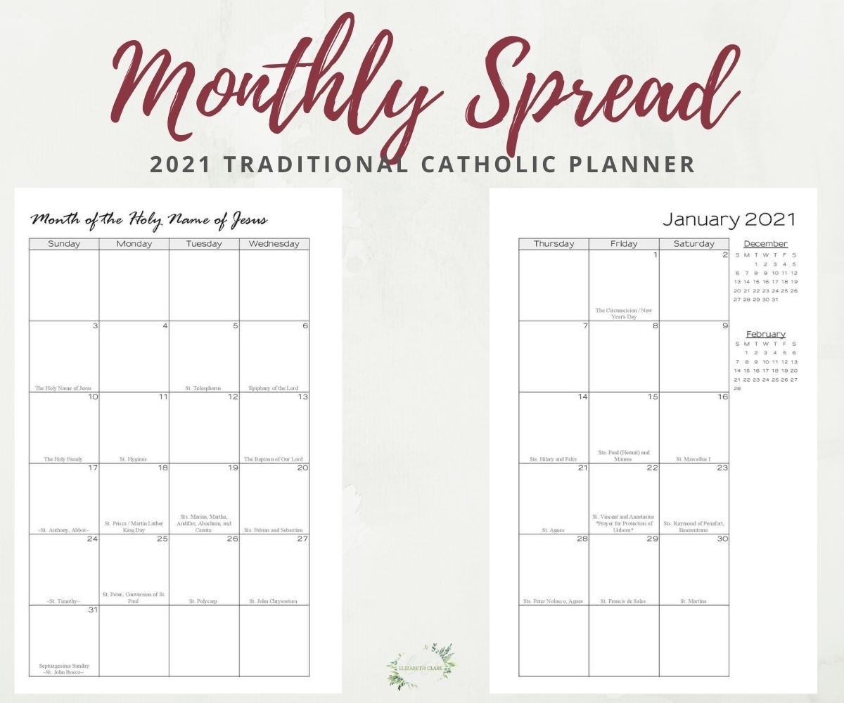 2021 Traditional Catholic Half Size Planner Pdf Printable: (Tlm) Latin Mass