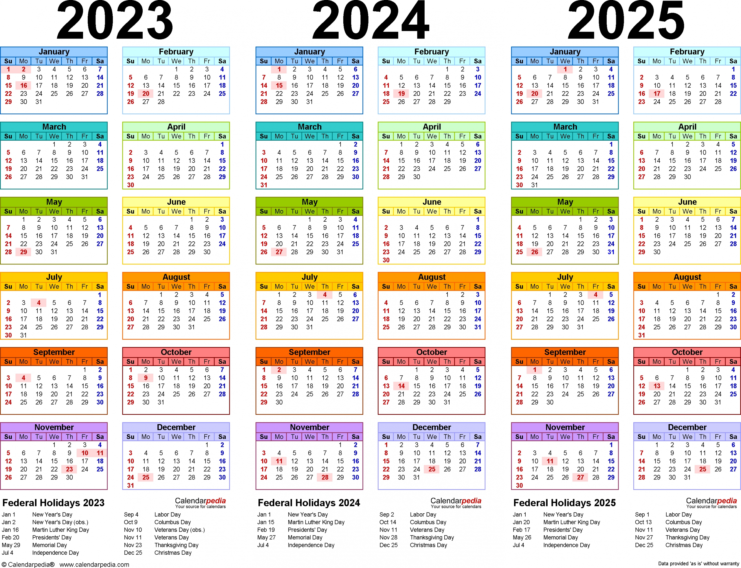2023-2025 Three Year Calendar - Free Printable Pdf Templates