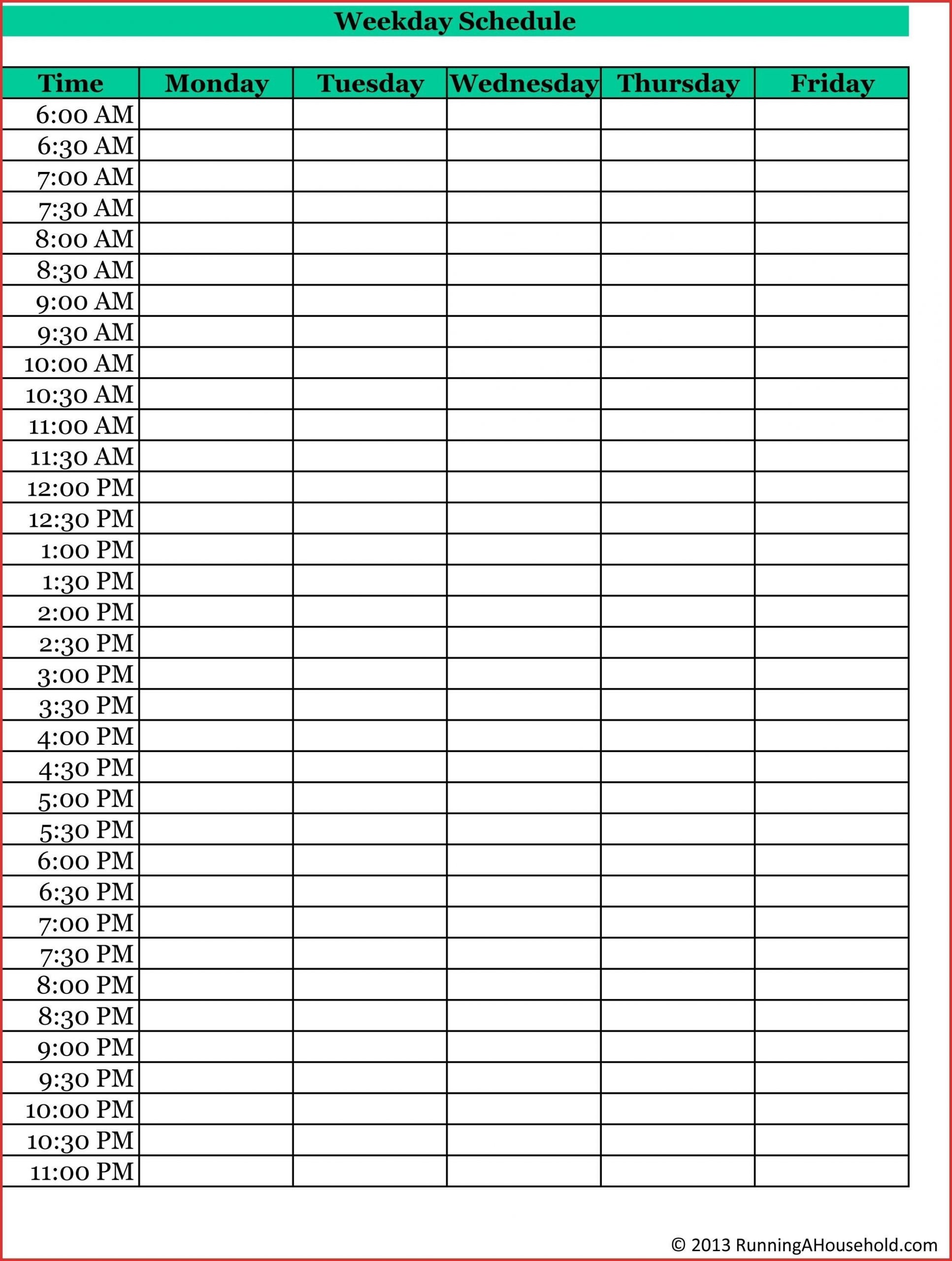 Excel Schedule Tempalte 15 Min