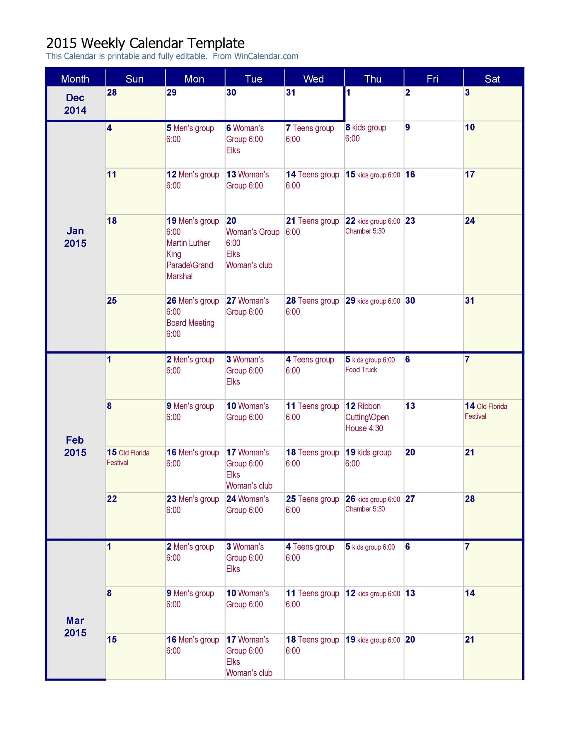 26 Blank Weekly Calendar Templates [Pdf, Excel, Word] ᐅ