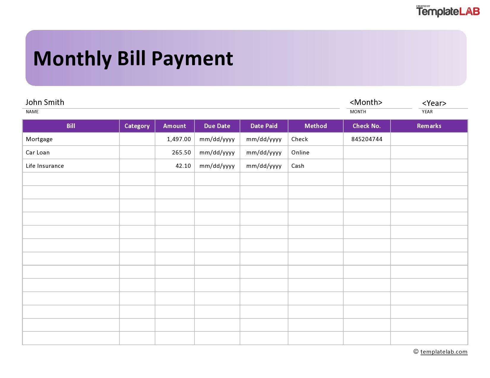 33 Free Bill Pay Checklists &amp; Bill Calendars (Pdf, Word &amp; Excel)