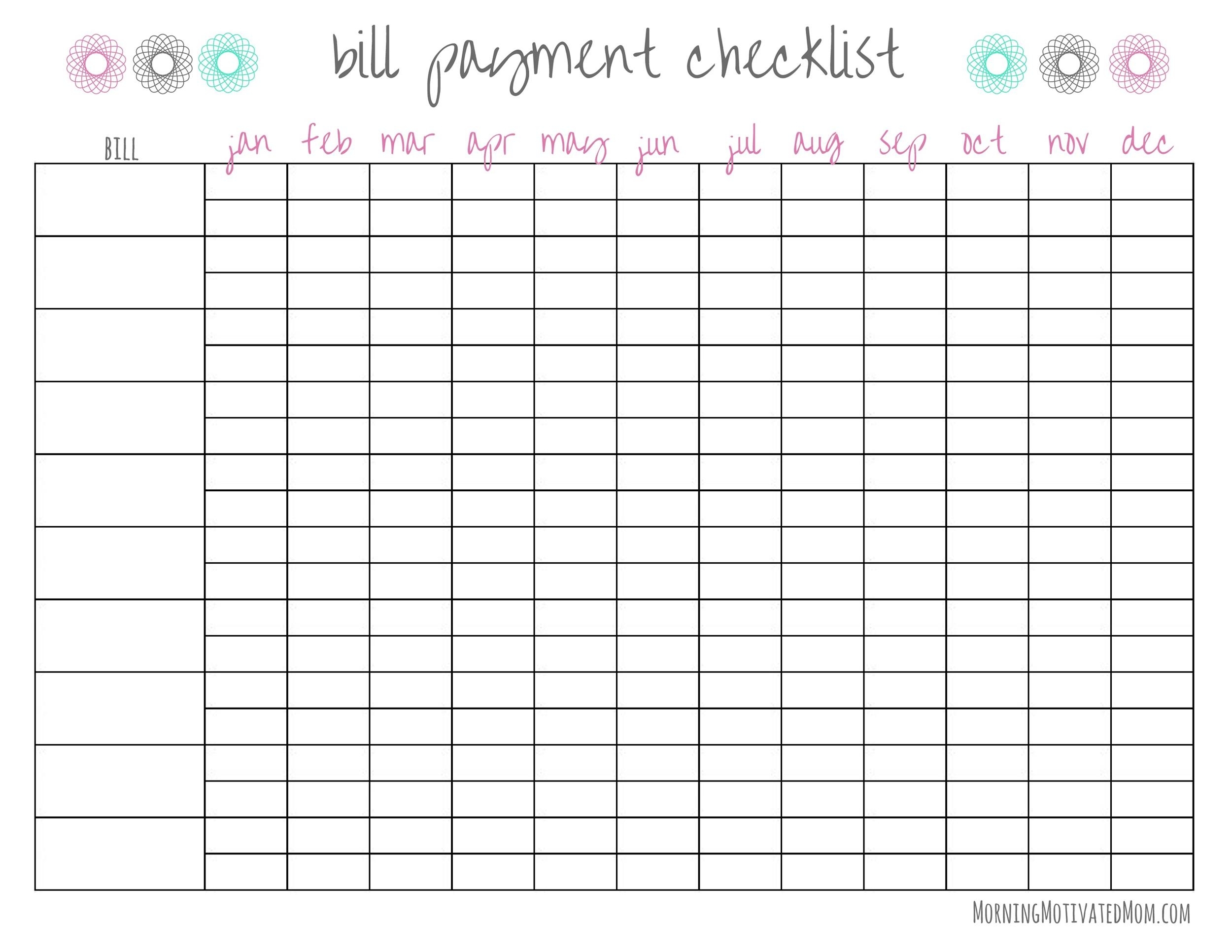 list of monthly bills to pay calendar inspiration design