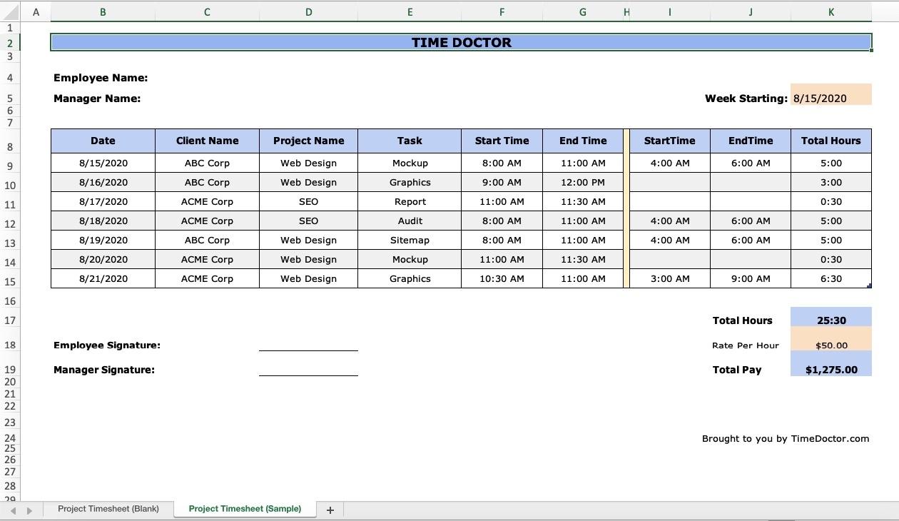 4 Free Excel Time Tracking Templates