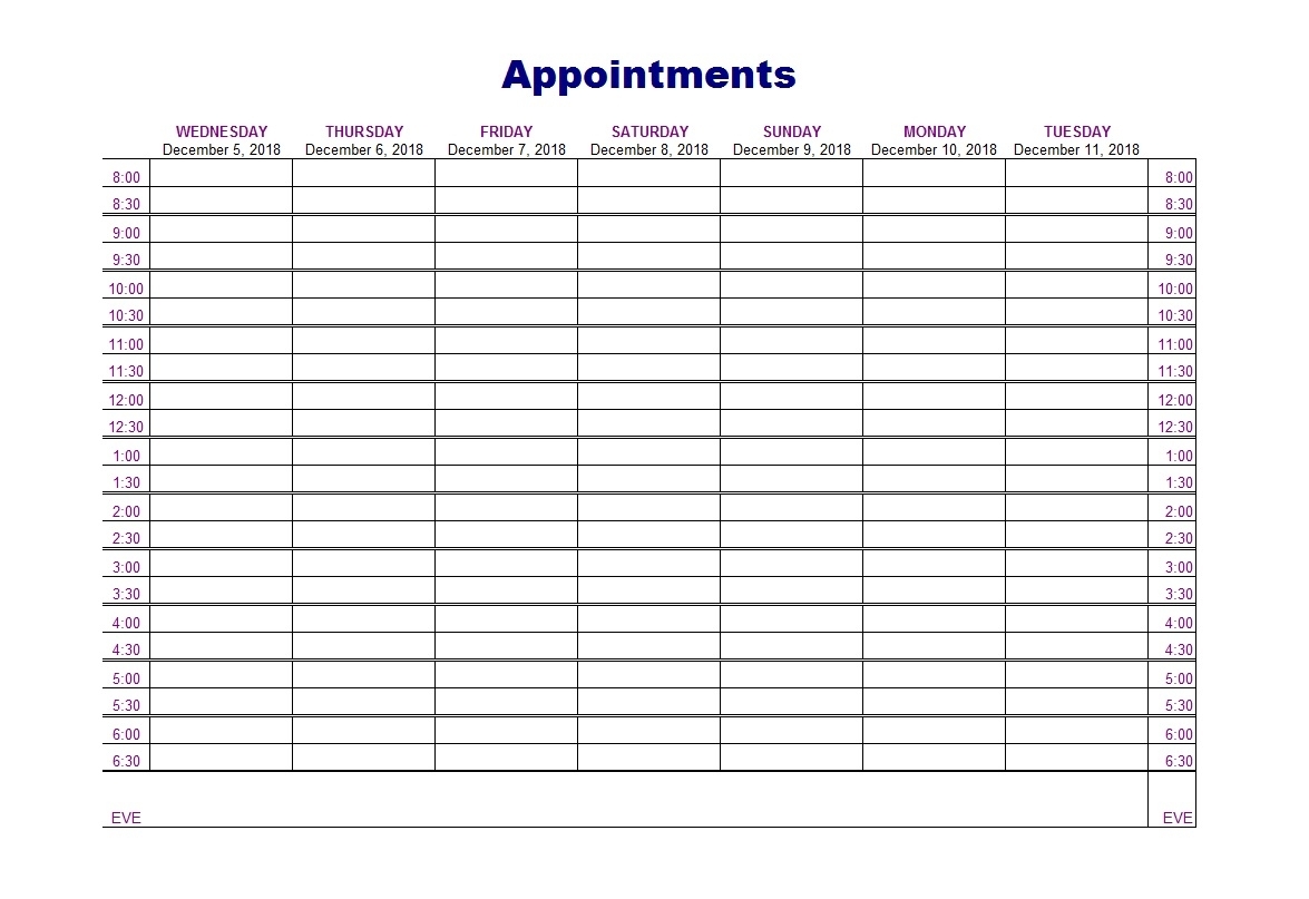 15 Min Schedule Appointment Template