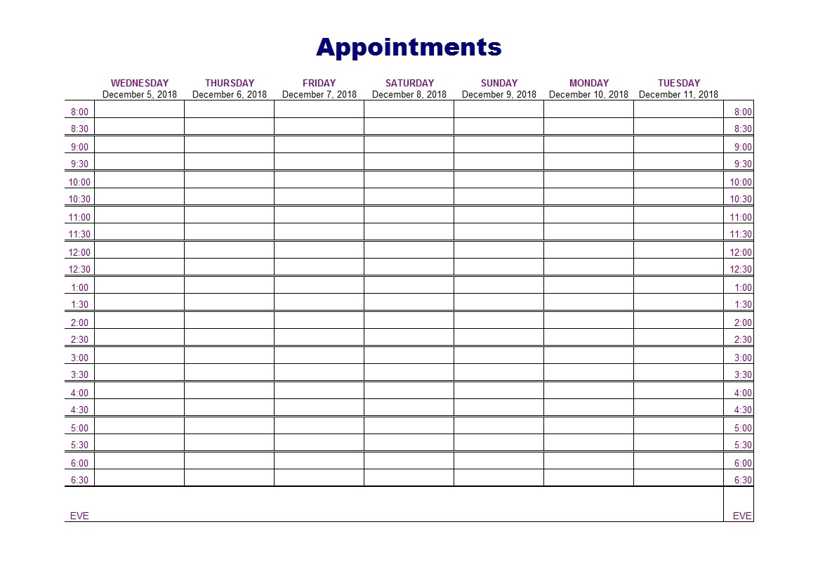 microsoft excel appointment scheduler template