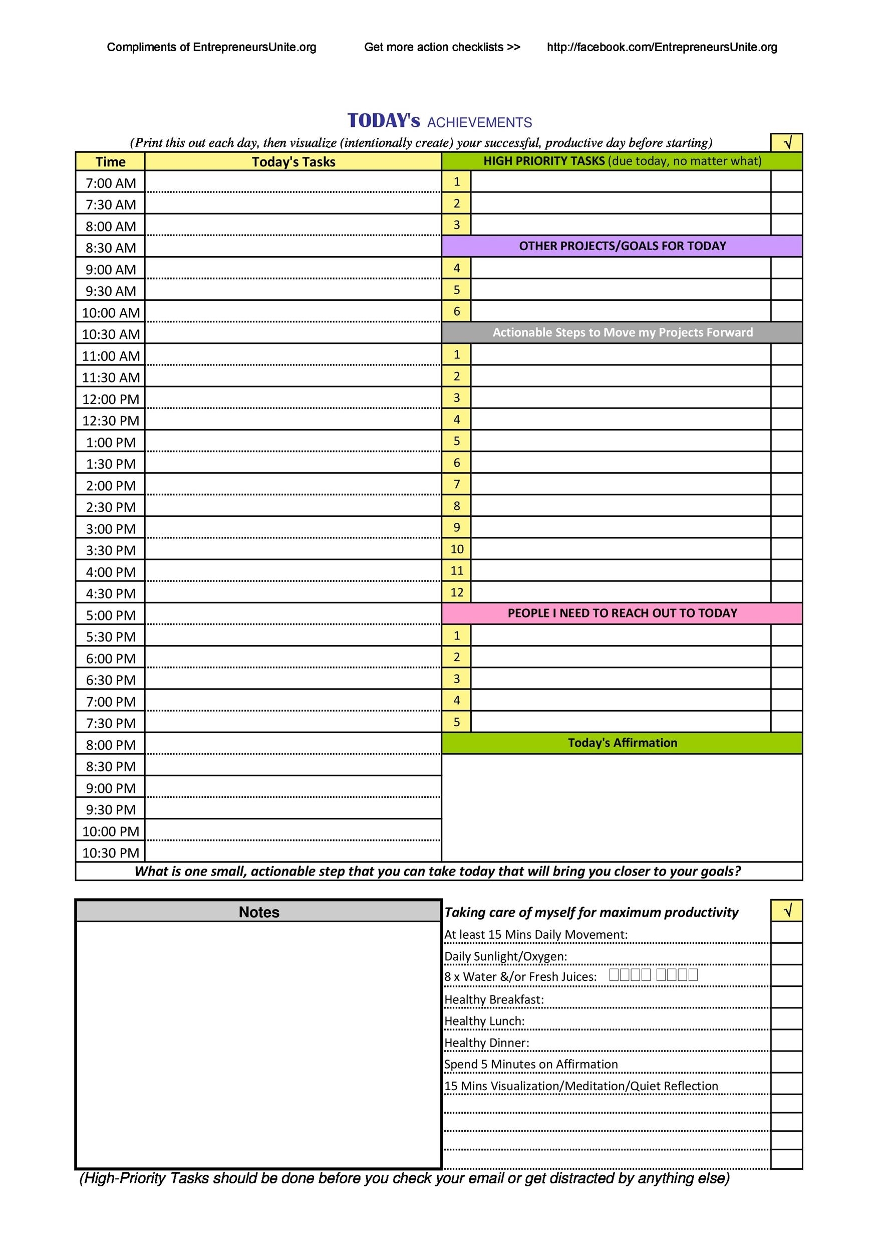 47 Printable Daily Planner Templates (Free In Word/Excel/Pdf)