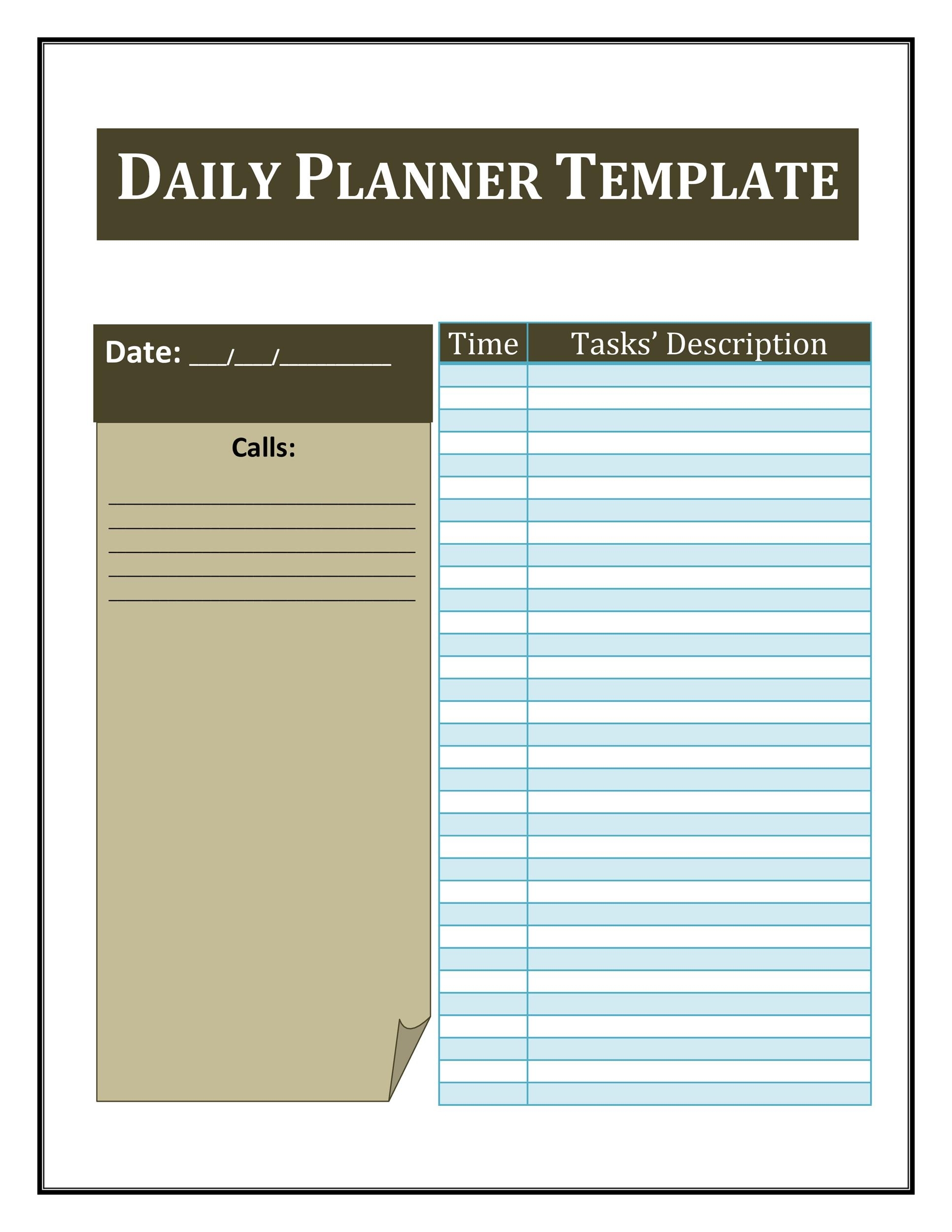 47 Printable Daily Planner Templates (Free In Word/Excel/Pdf)