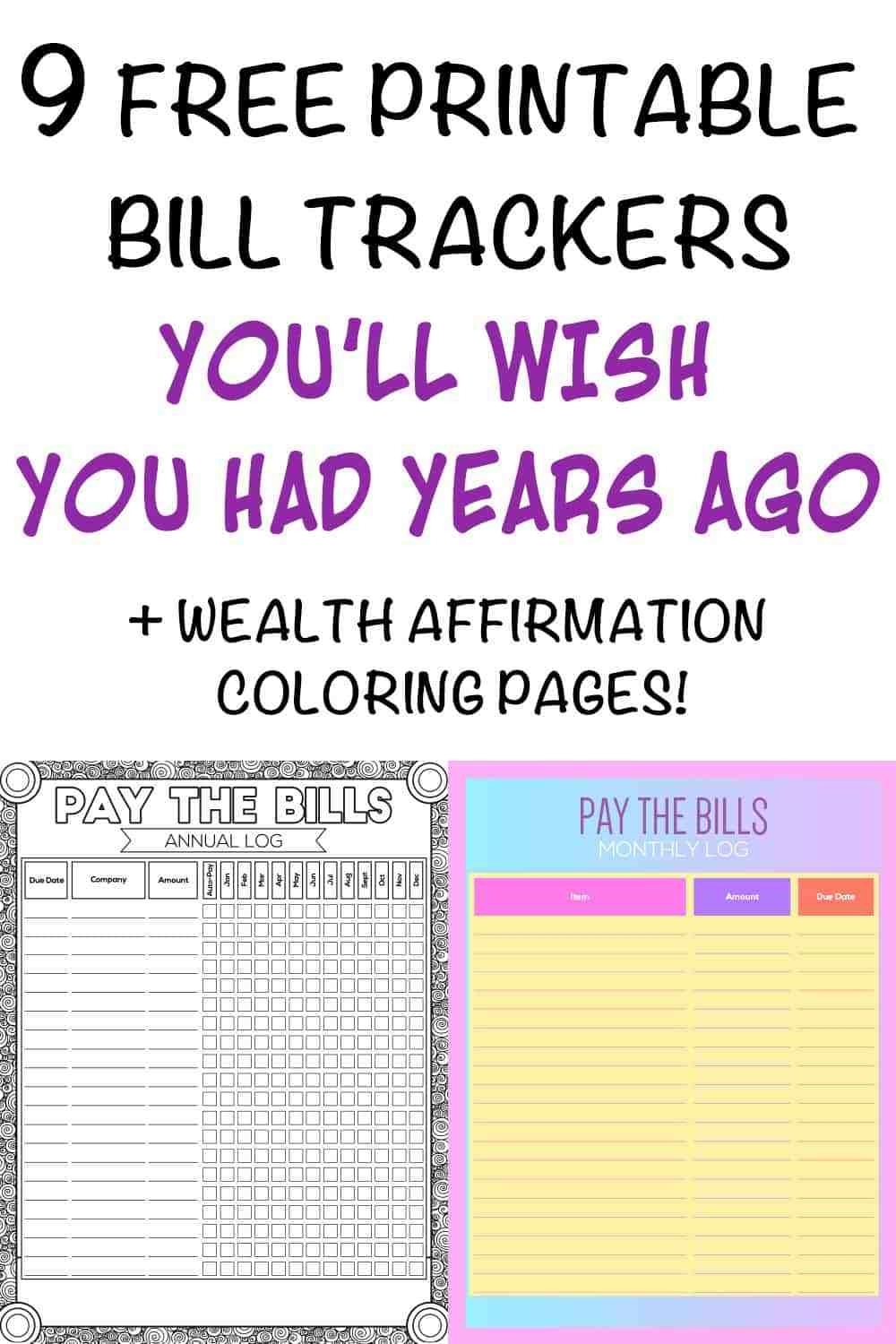 9+ Printable Bill Payment Checklists And Bill Trackers - The