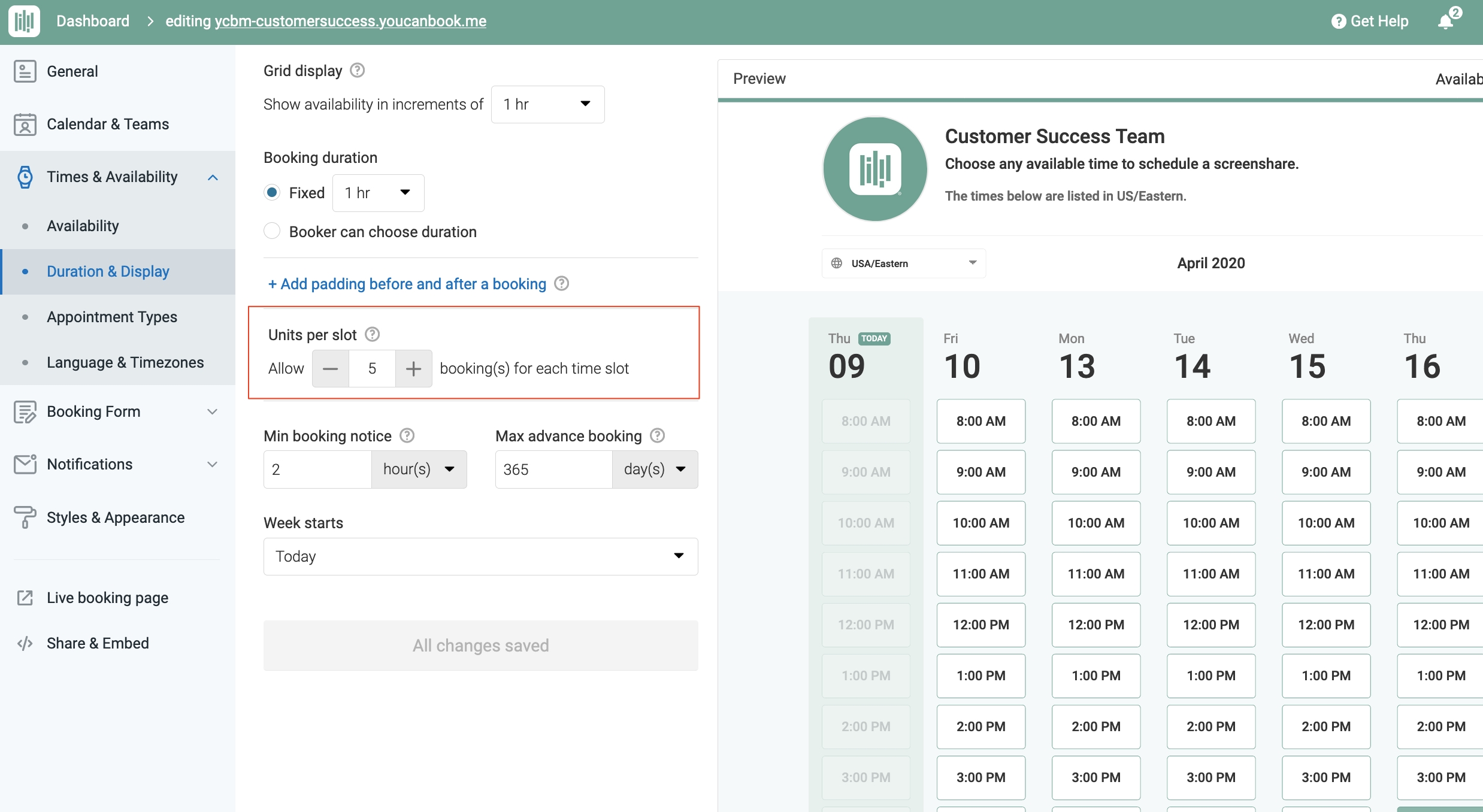 Allowing Multiple Bookings Per Time Slot - Youcanbook Support