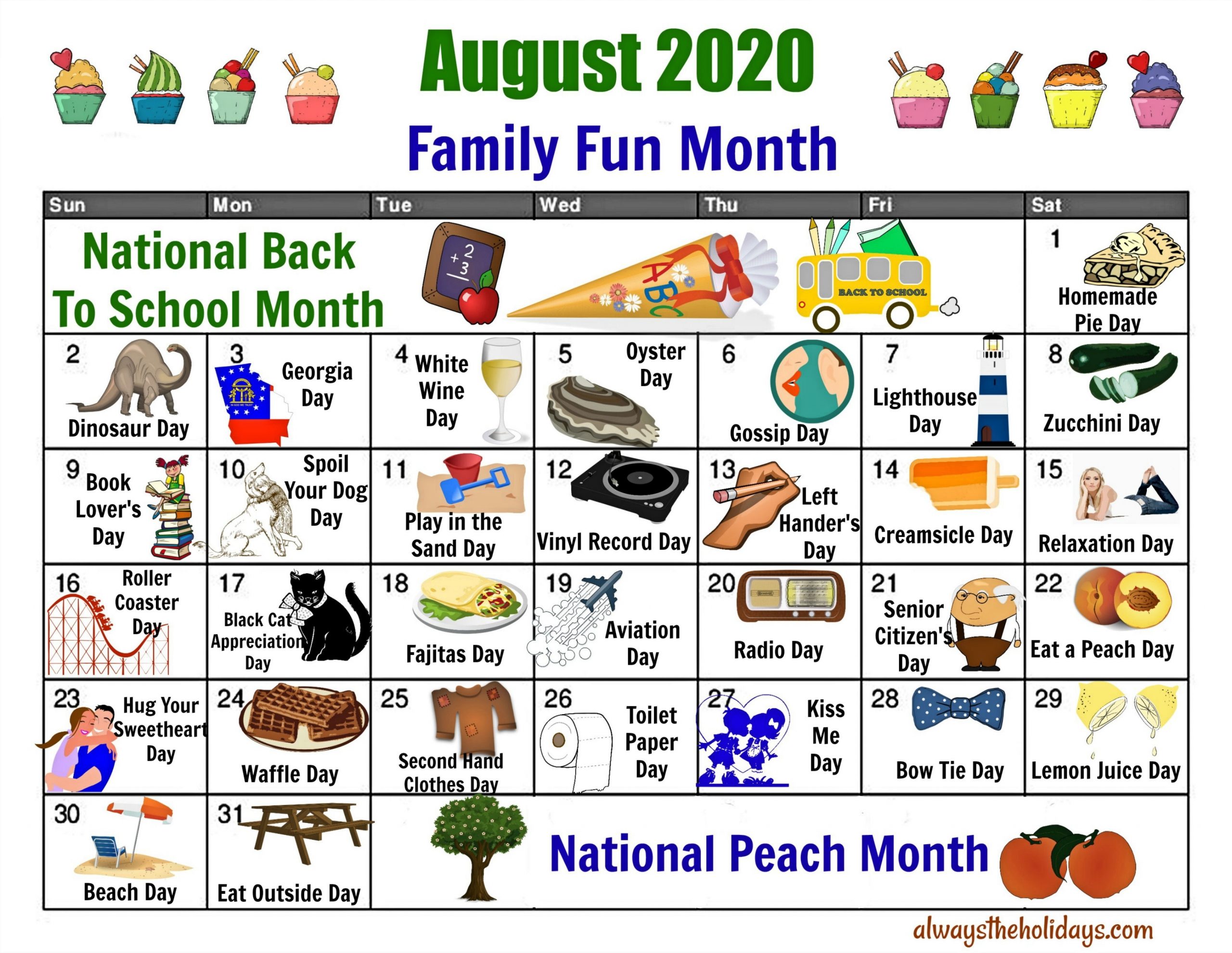 August National Day Calendar - Free Printable Of National Days