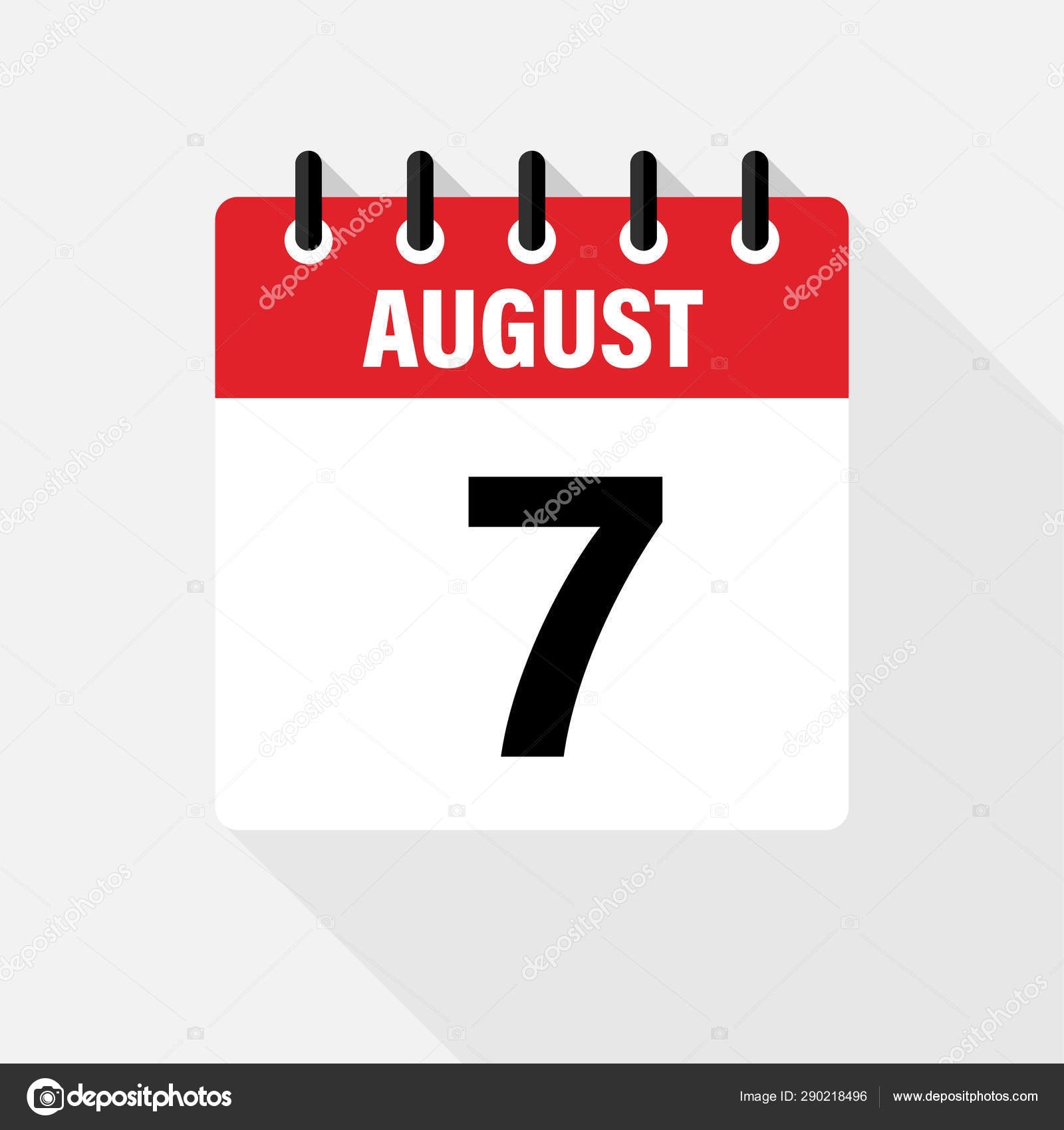 August . Vector Flat Daily Calendar Icon. Date And Time, Day, Month.  Holiday. 290218496